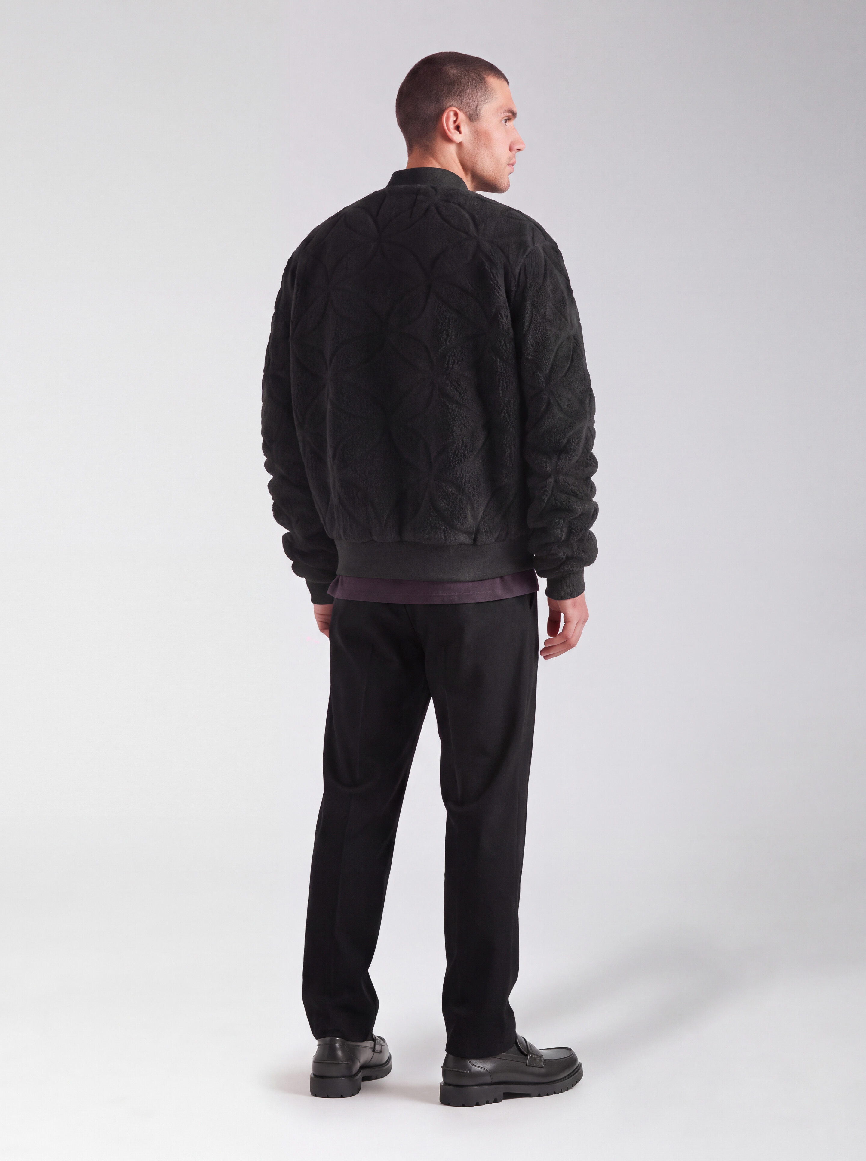Teddy Jacquard Bomber Jack Donkergrijs SHOEBY MEN