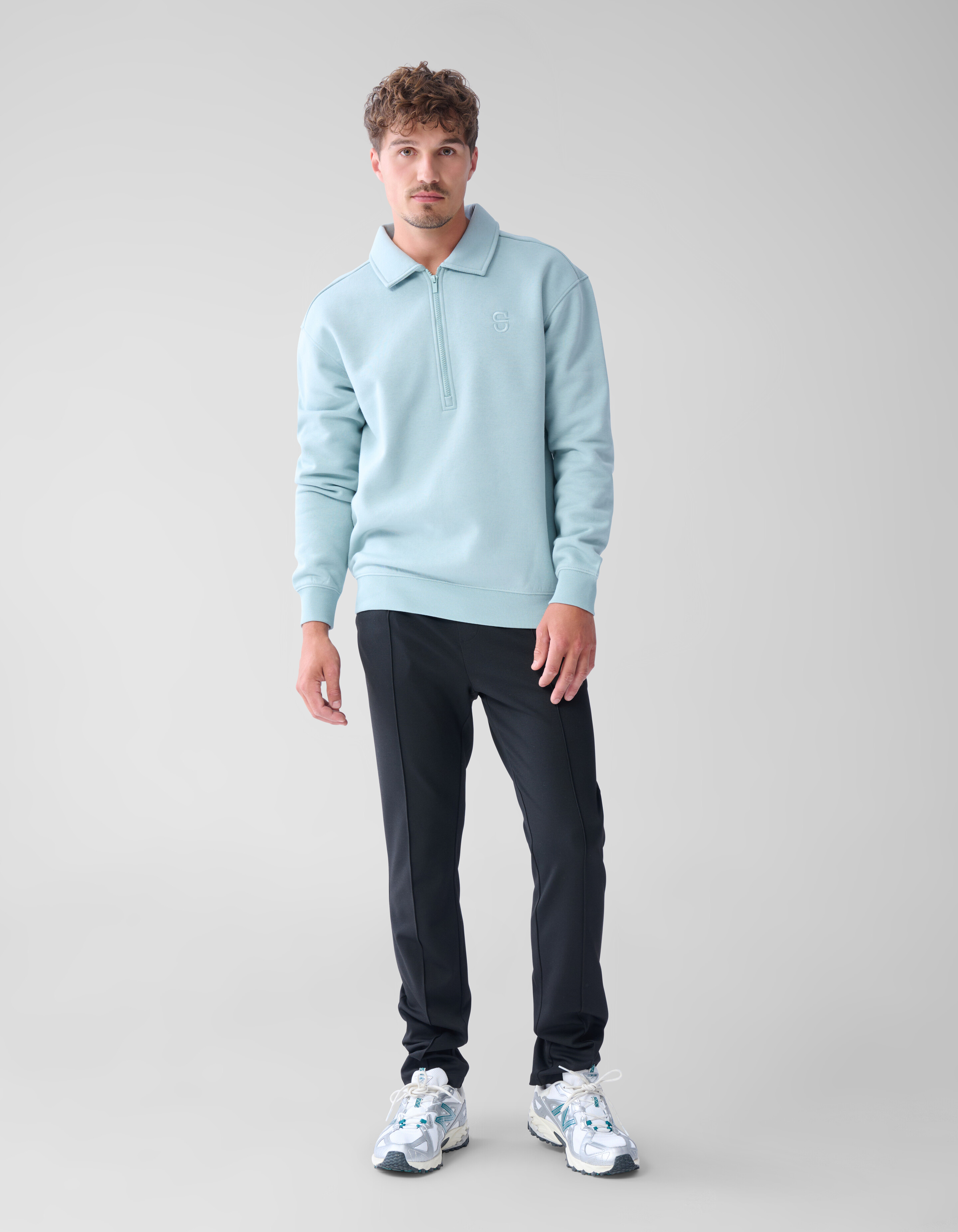 Zipper Badge Sweater Lichtgroen SHOEBY MEN