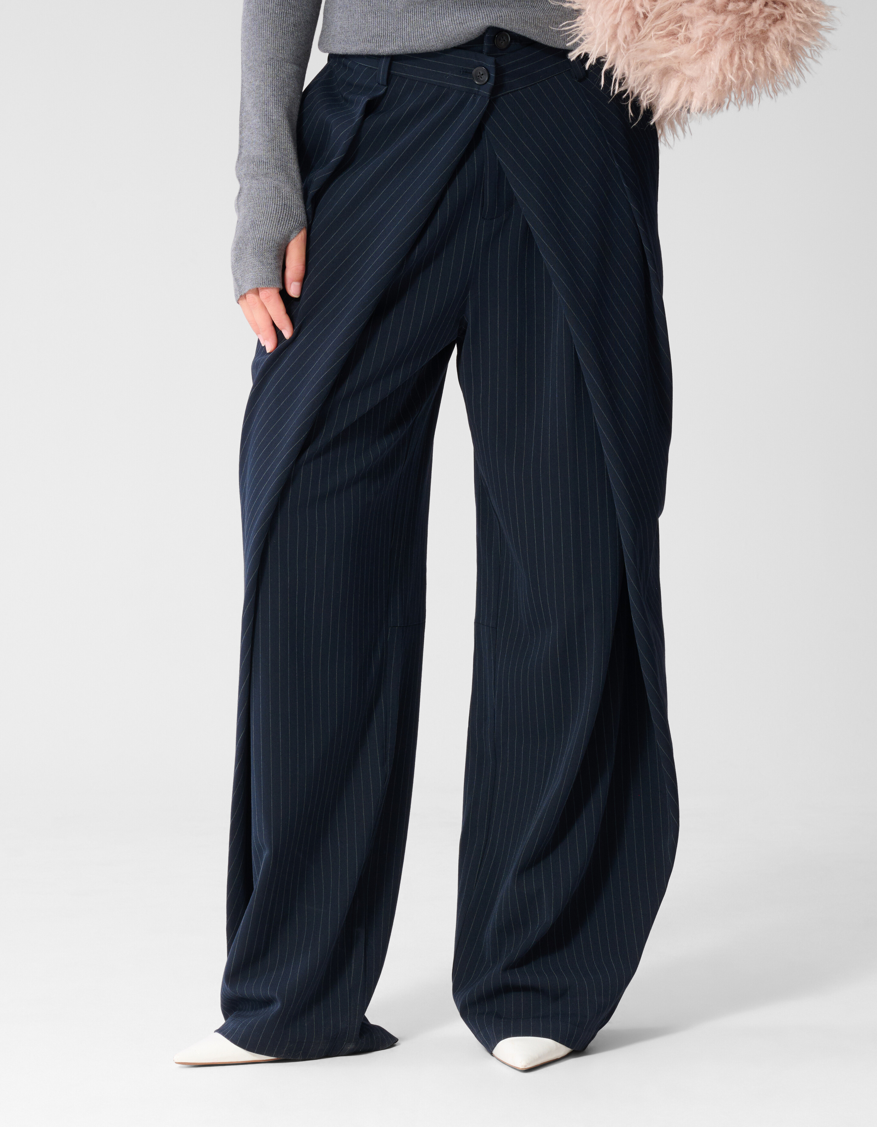 Gestreepte Wide Leg Fit Pantalon Donkerblauw SHOEBY WOMEN