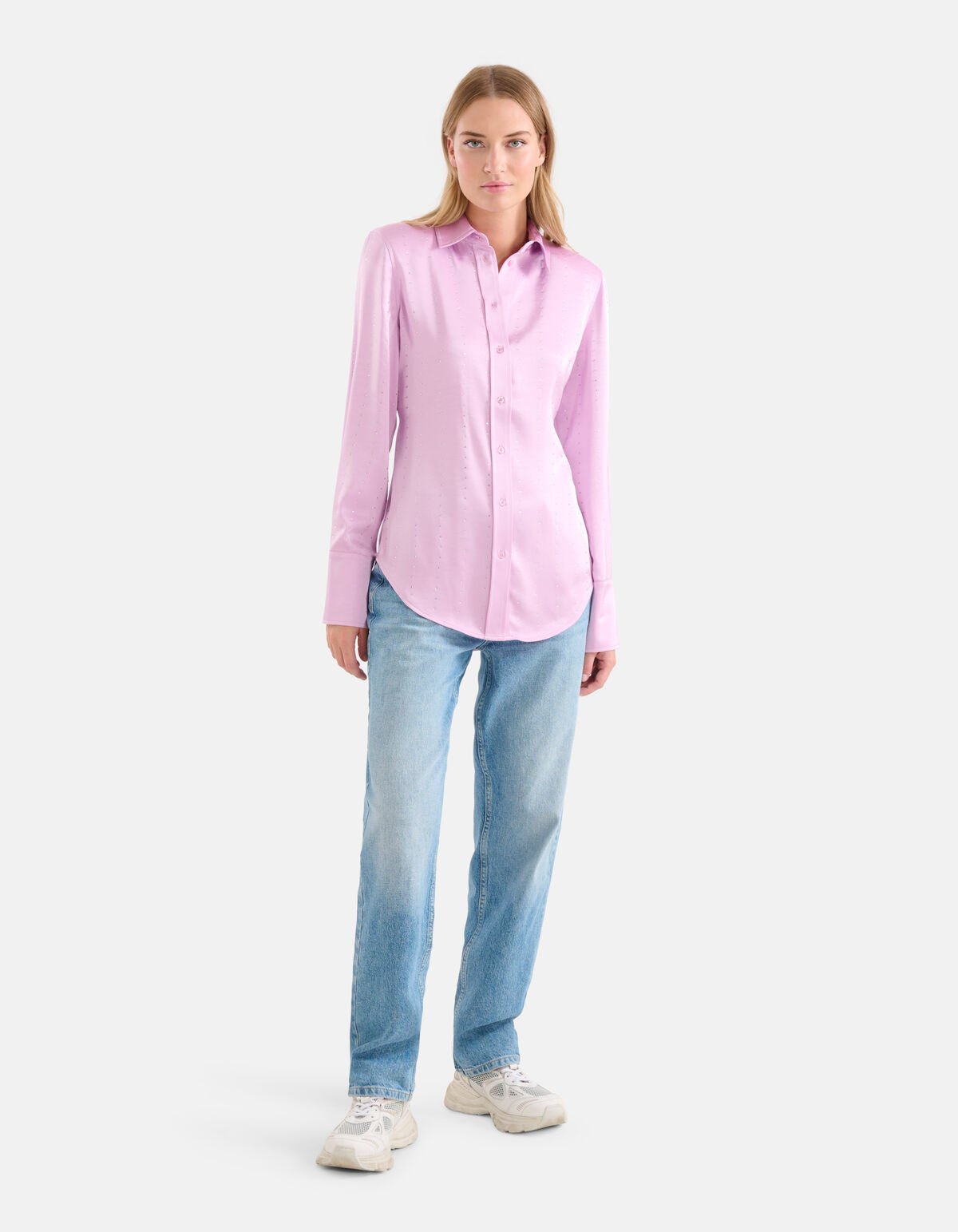 Satijnen Strass Blouse Lichtroze SHOEBY WOMEN