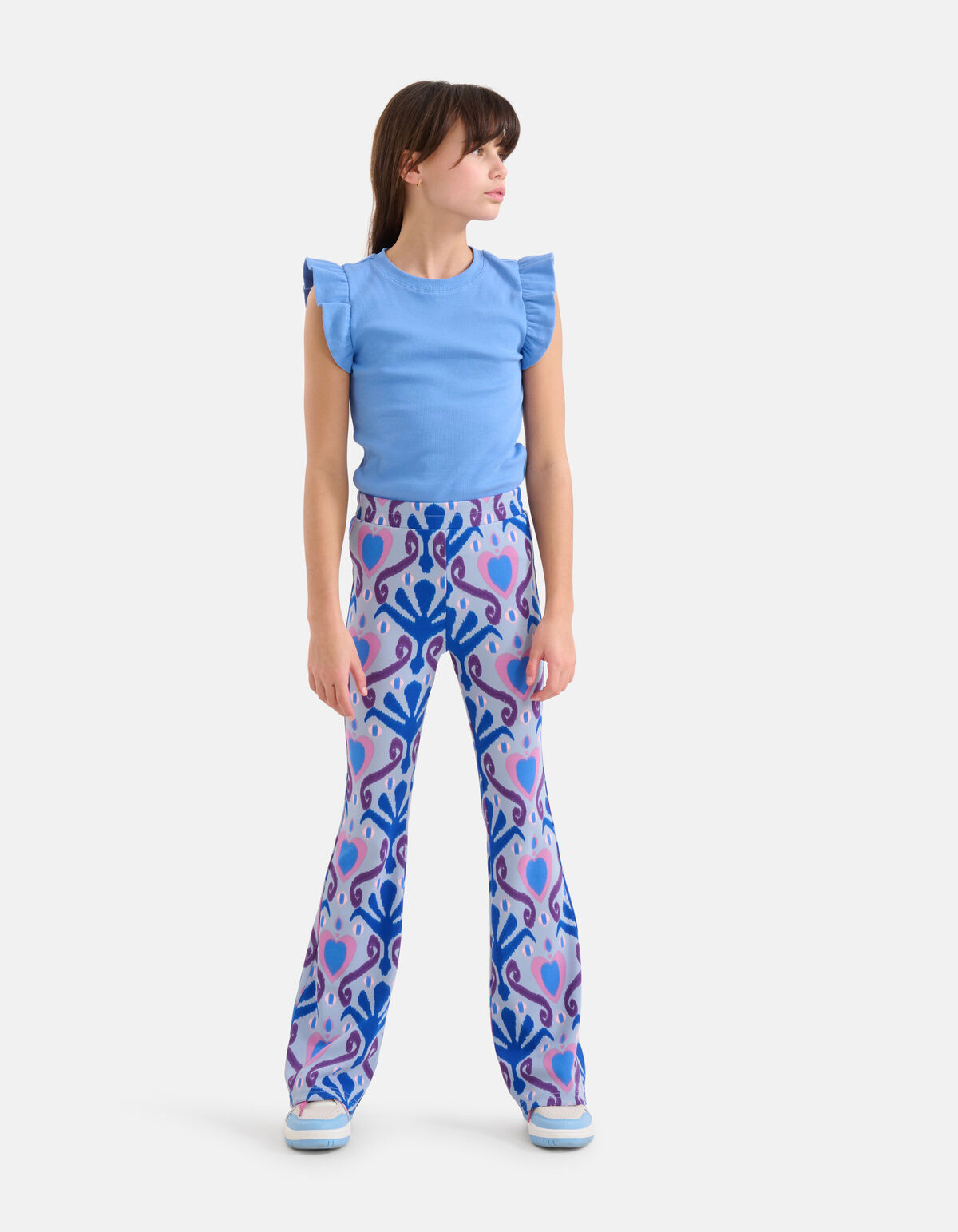 Printed Rib Flared Legging Blauw SHOEBY GIRLS