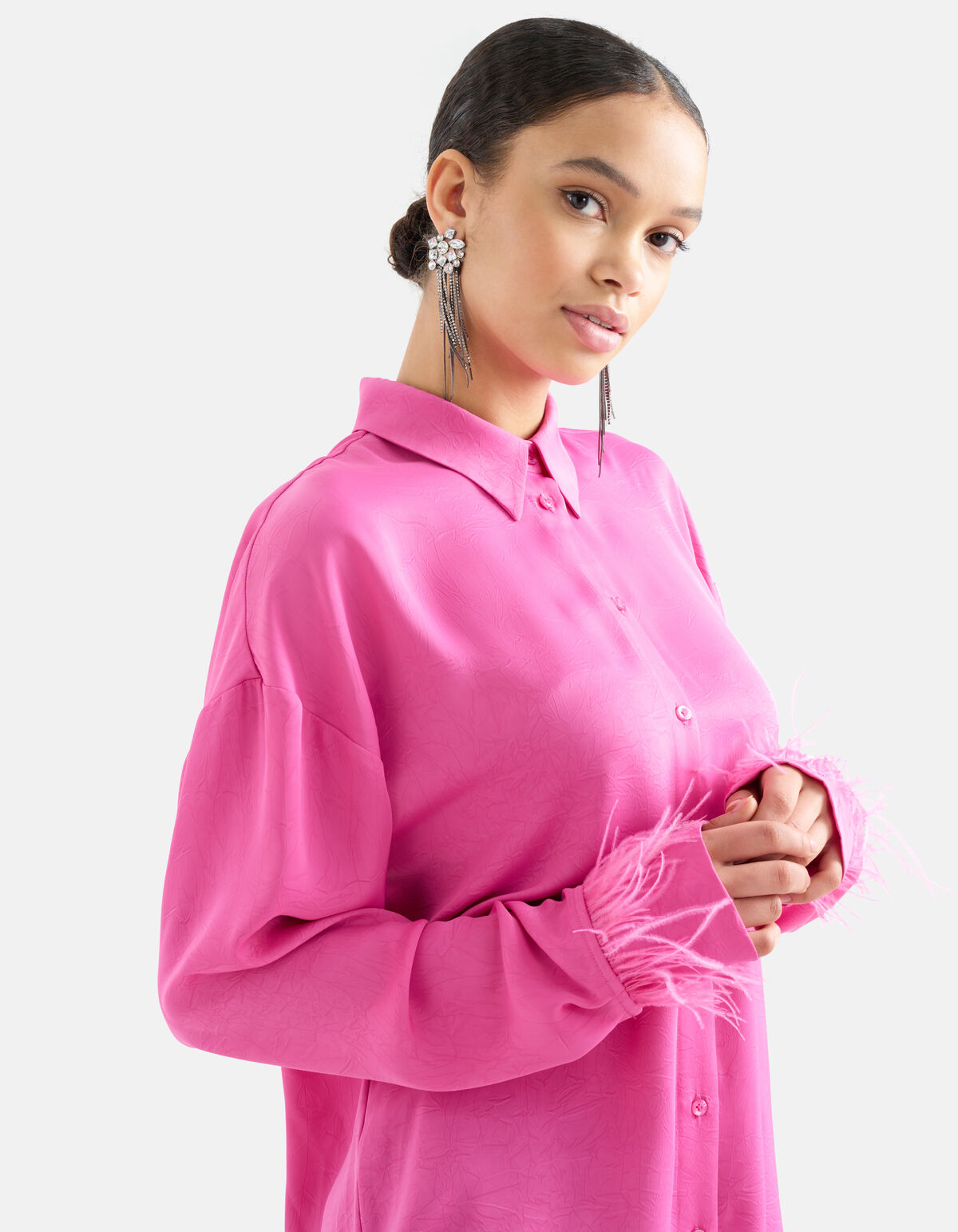 Satijnen Feather Blouse Roze SHOEBY WOMEN