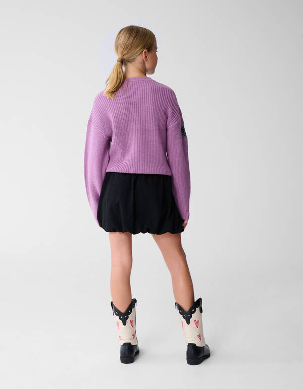 Embroidery Knit Trui Paars SHOEBY GIRLS