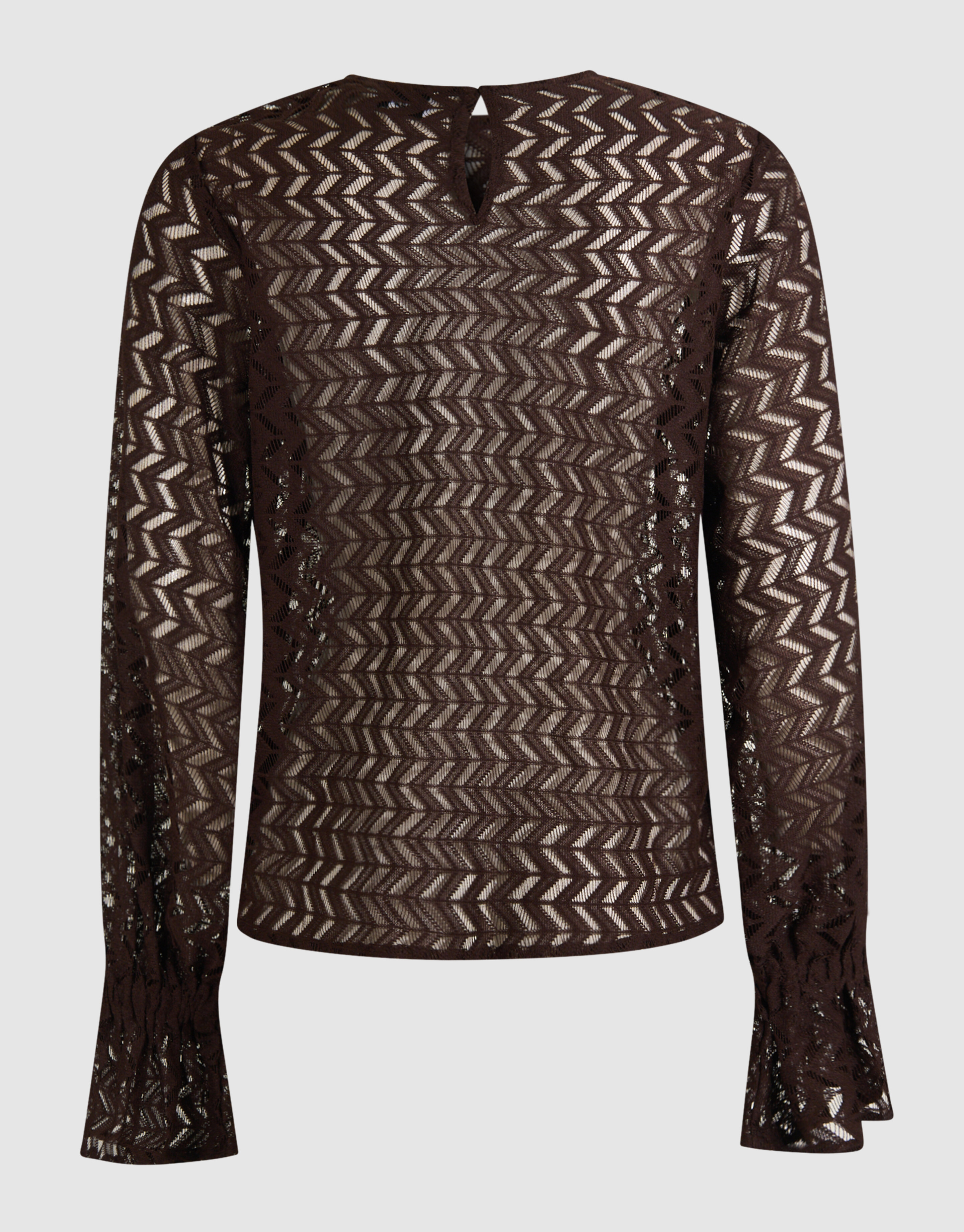 Kanten Zigzag Top Donkerbruin SHOEBY WOMEN