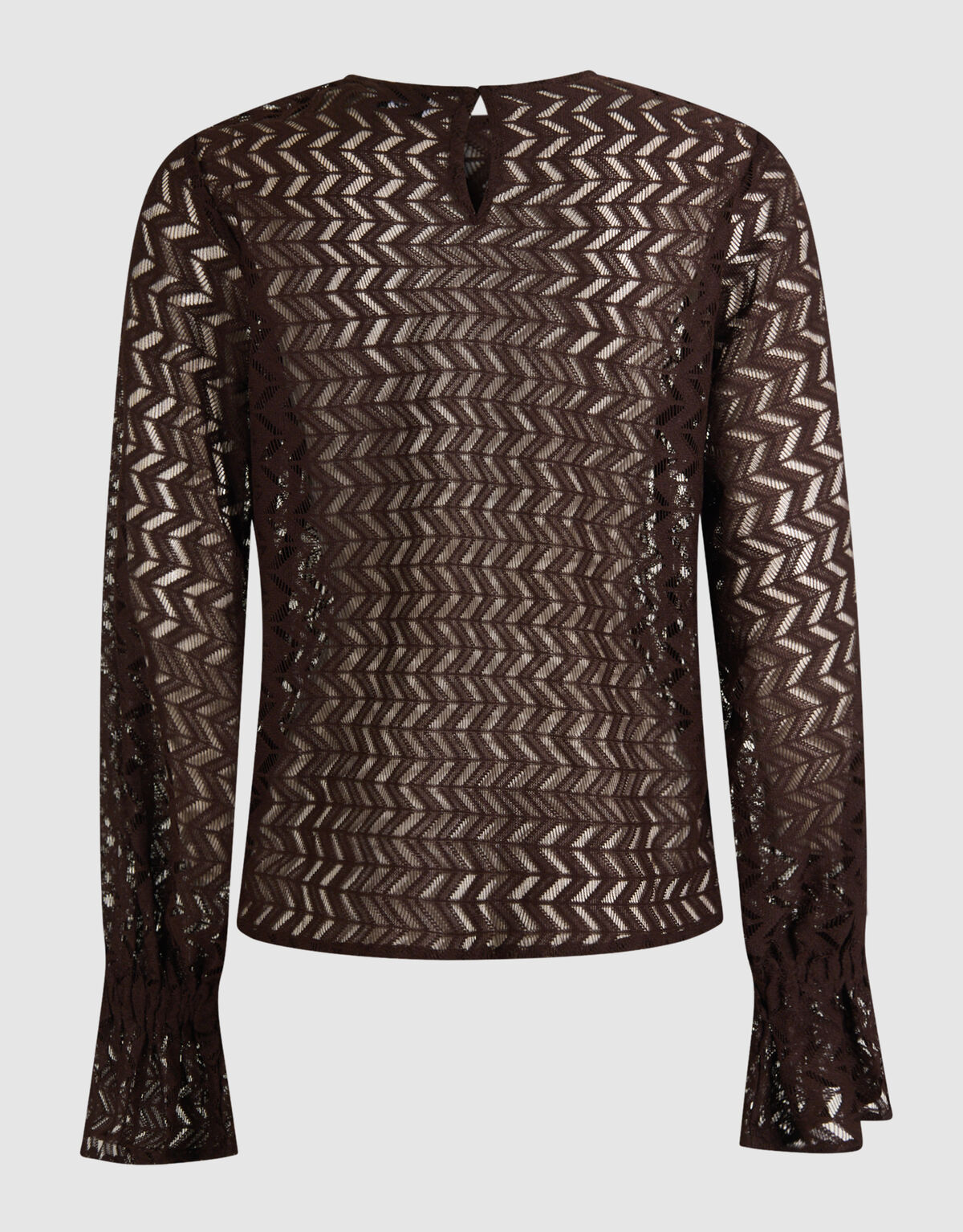 Kanten Zigzag Top Donkerbruin SHOEBY WOMEN