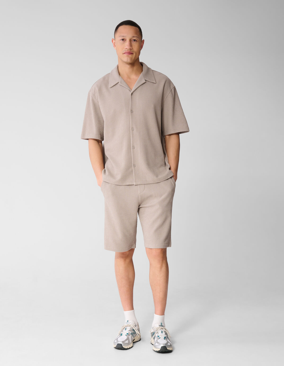 Rib Overhemd Lichtbruin SHOEBY MEN