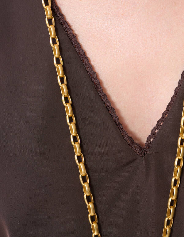 Satijnen Top Donkerbruin By Mieke SHOEBY WOMEN