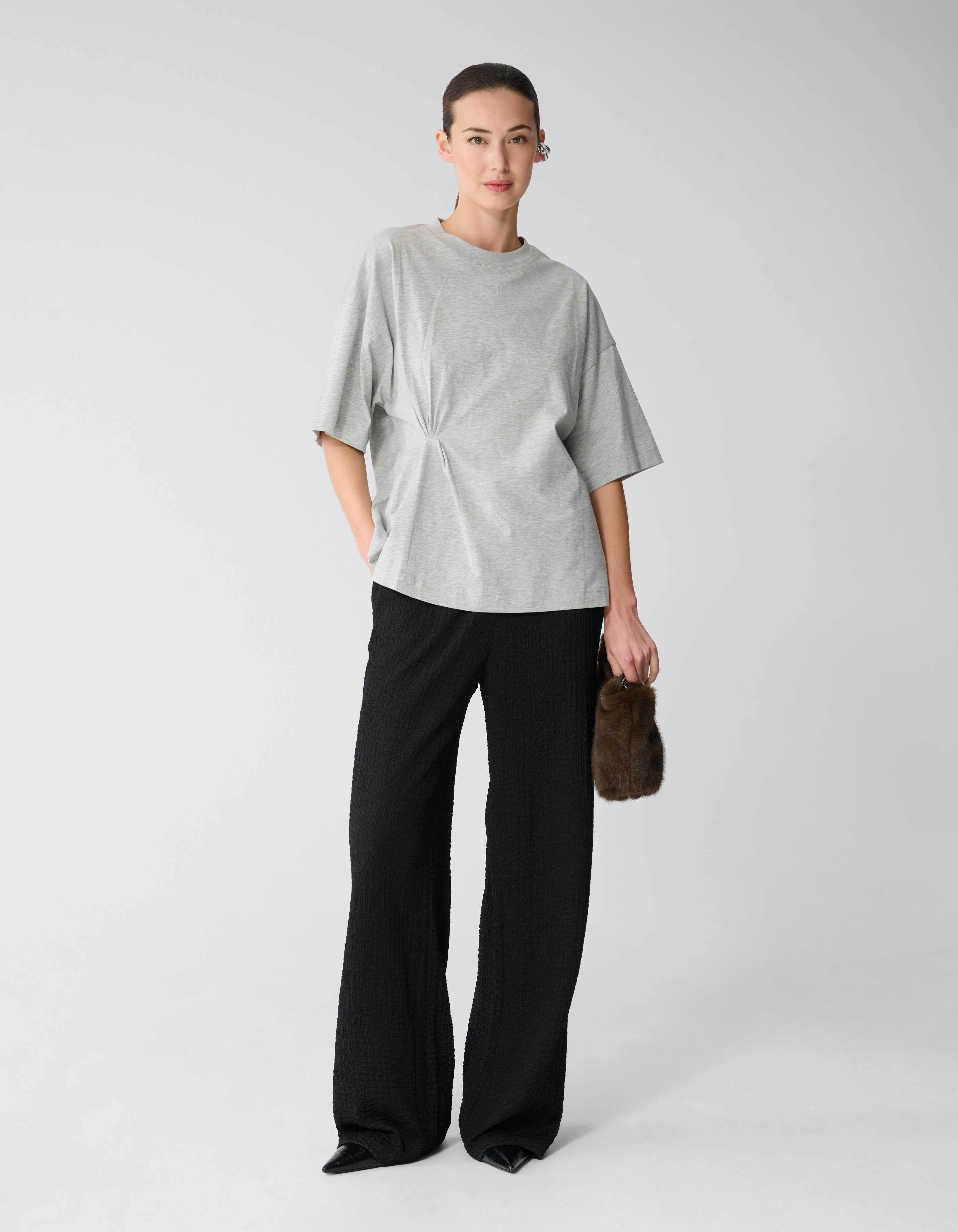 Crinkle Wide Leg Fit Broek Zwart SHOEBY WOMEN