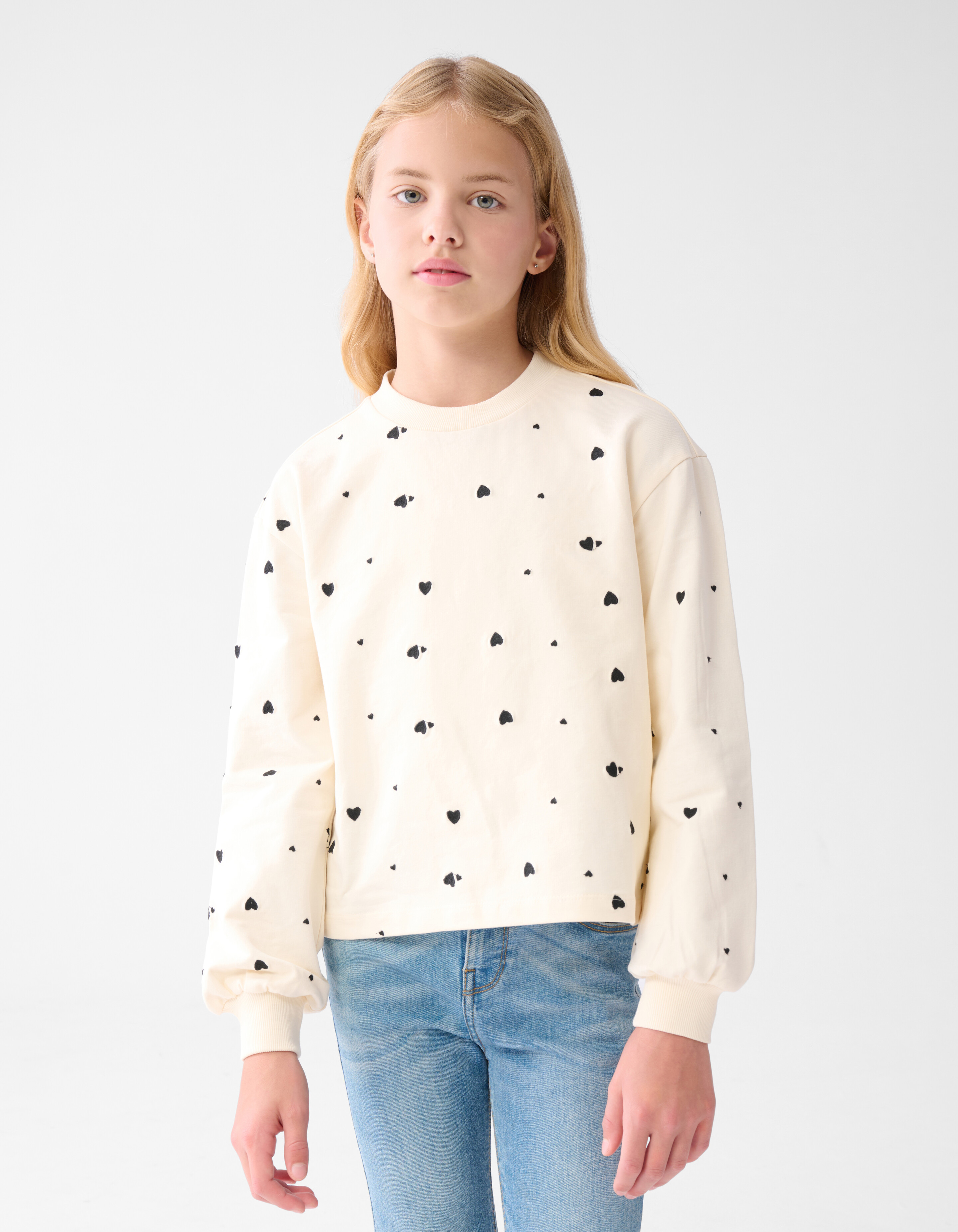 Heart Printed Longsleeve Gebroken Wit SHOEBY GIRLS
