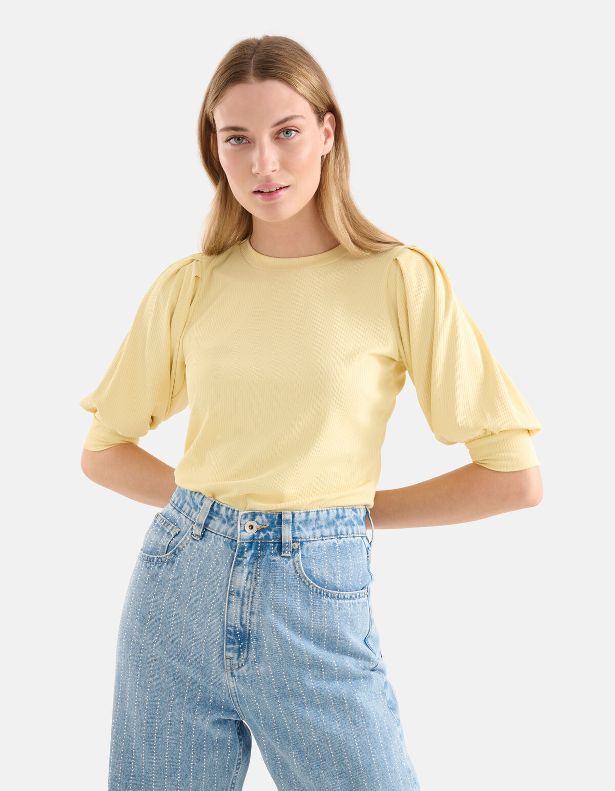 Rib Top Lichtgeel SHOEBY WOMEN