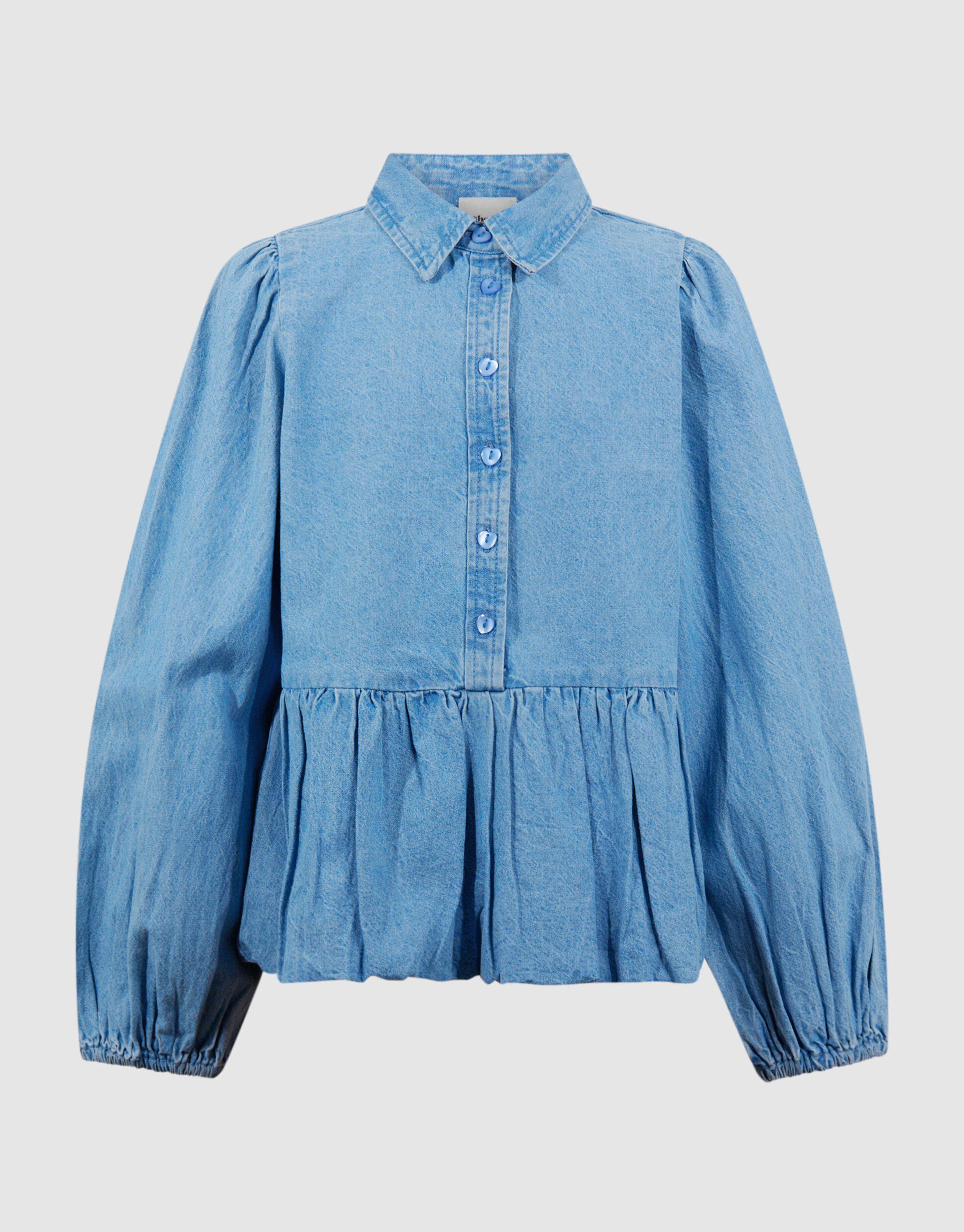 Denim Balloon Fit Blouse Blauw SHOEBY GIRLS