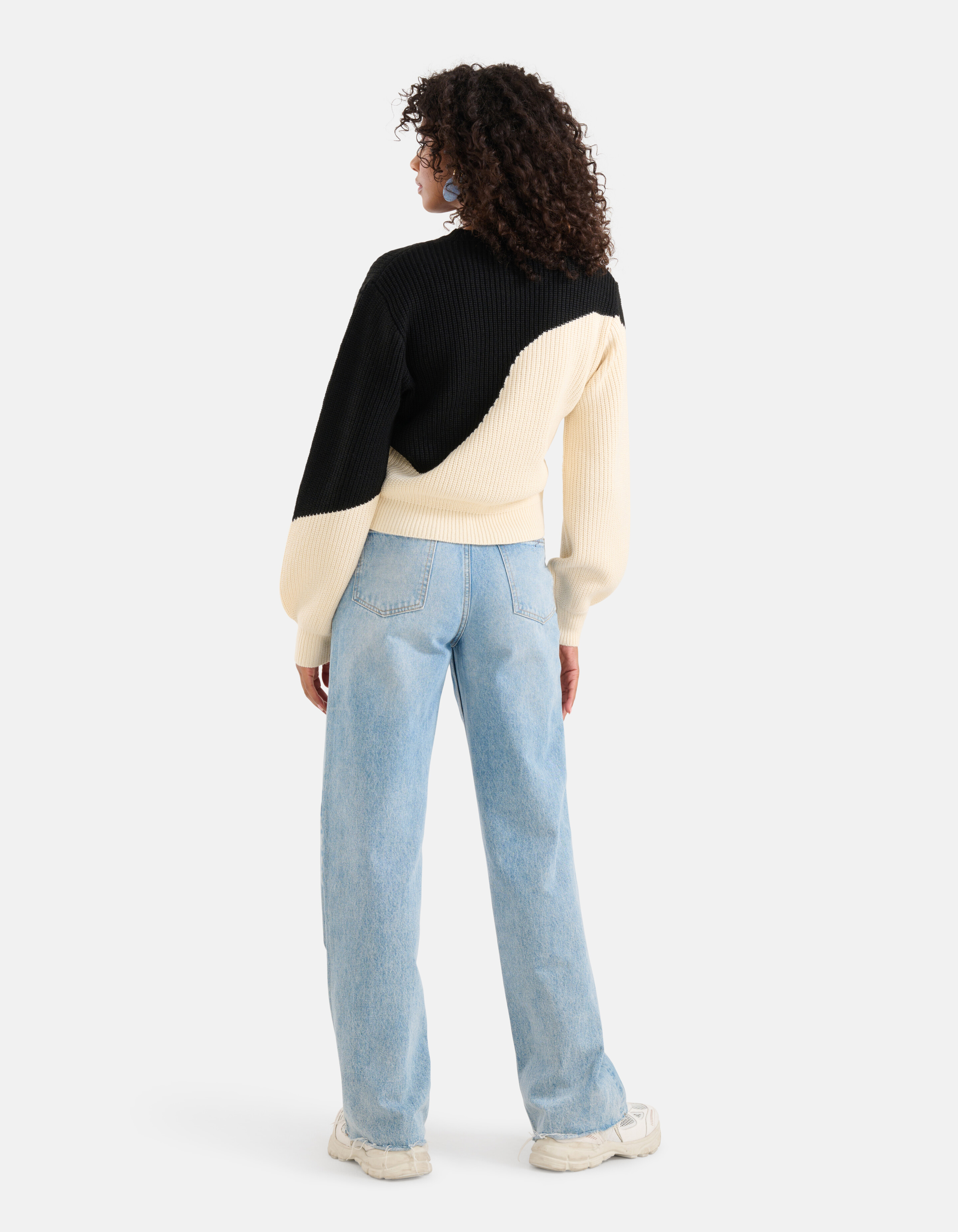 Colorblock Trui Gebroken Wit/Zwart SHOEBY WOMEN