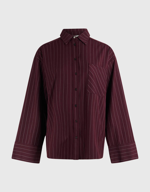 Oversized Pinstripe Blouse Donkerrood SHOEBY WOMEN