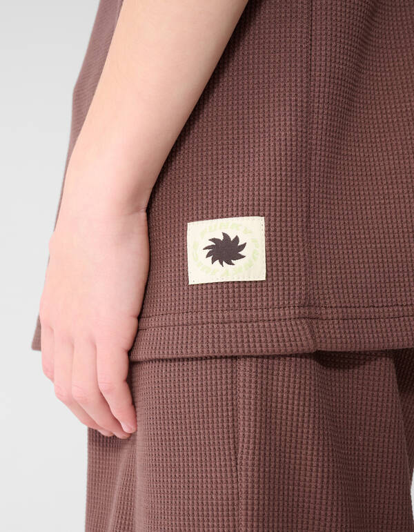 Waffle Structuur T-shirt Donkerbruin SHOEBY BOYS