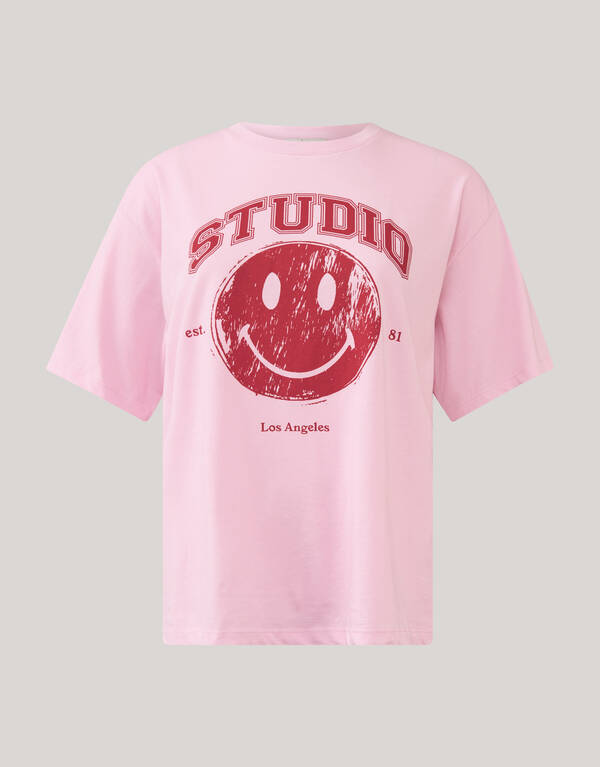 Smiley Artwork T-shirt Roze SHOEBY WOMEN