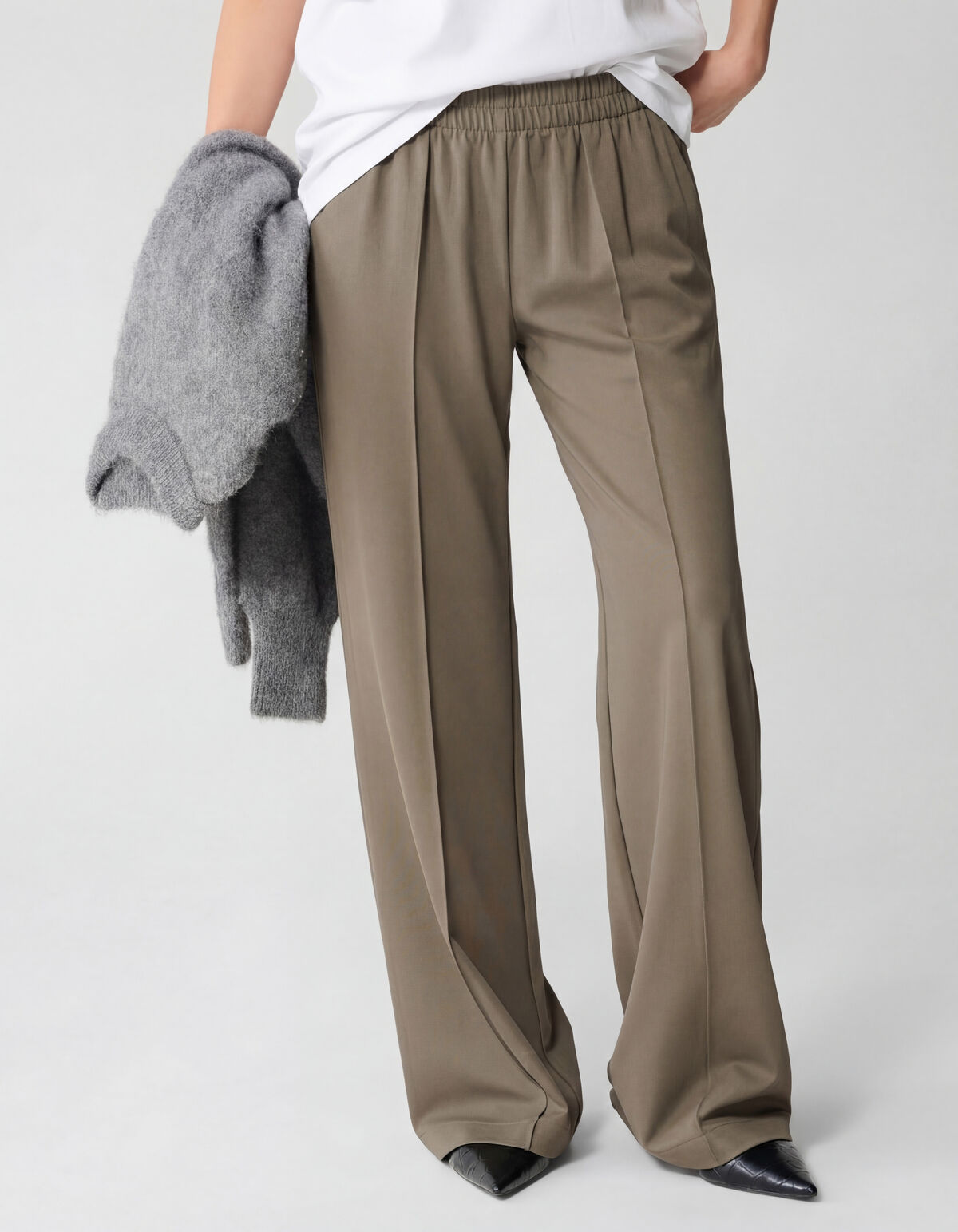 Basis Wide Leg Broek Donkergroen SHOEBY WOMEN