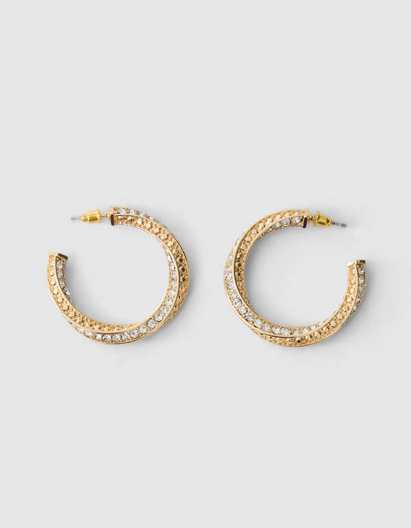 Twisted Strass Oorbellen Goud SHOEBY ACCESSOIRES