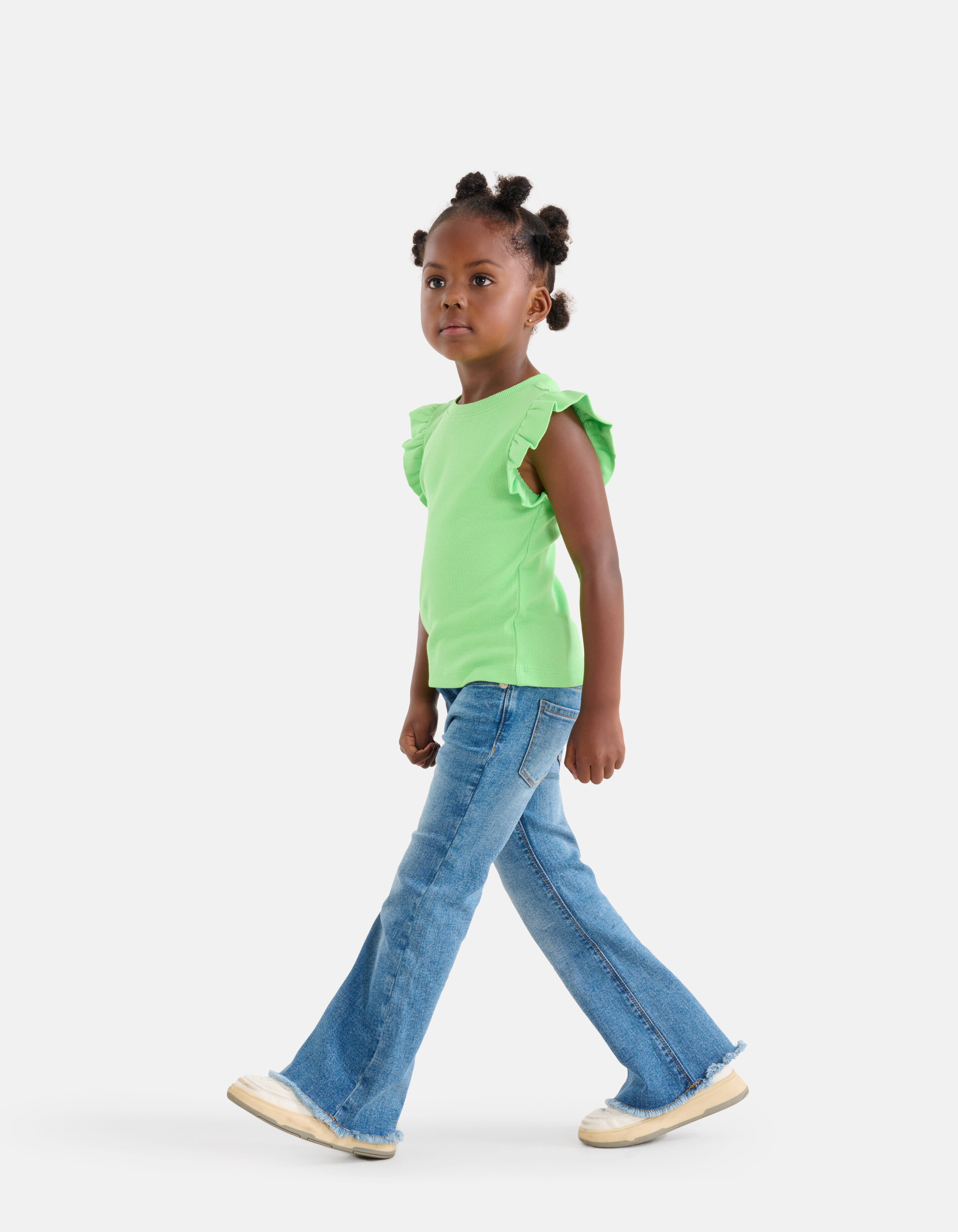 Ruffle Rib Top Groen SHOEBY GIRLS