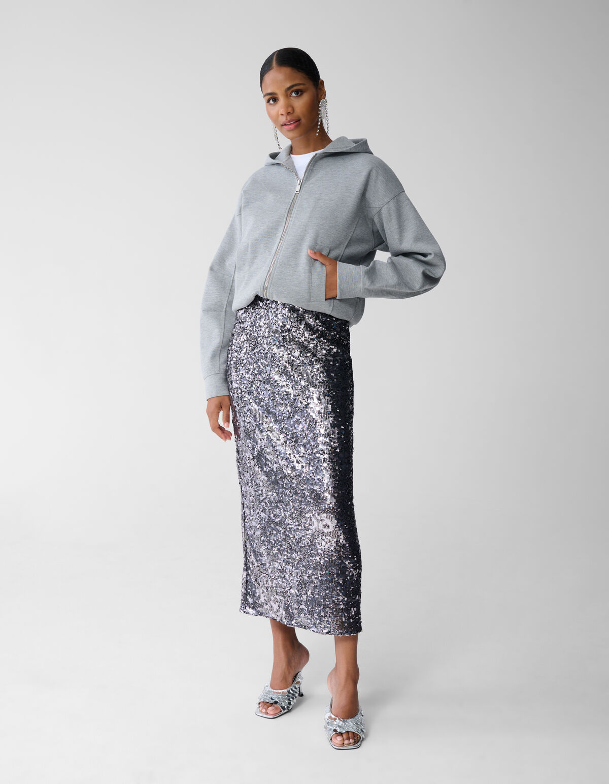 Sequin Maxi Rok Donkergrijs By Fred SHOEBY WOMEN