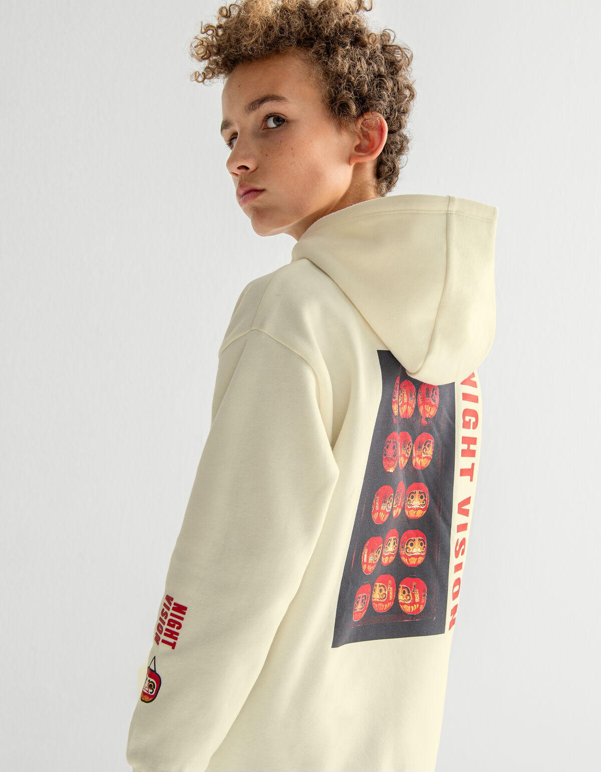 Printed Hoodie Gebroken Wit SHOEBY BOYS