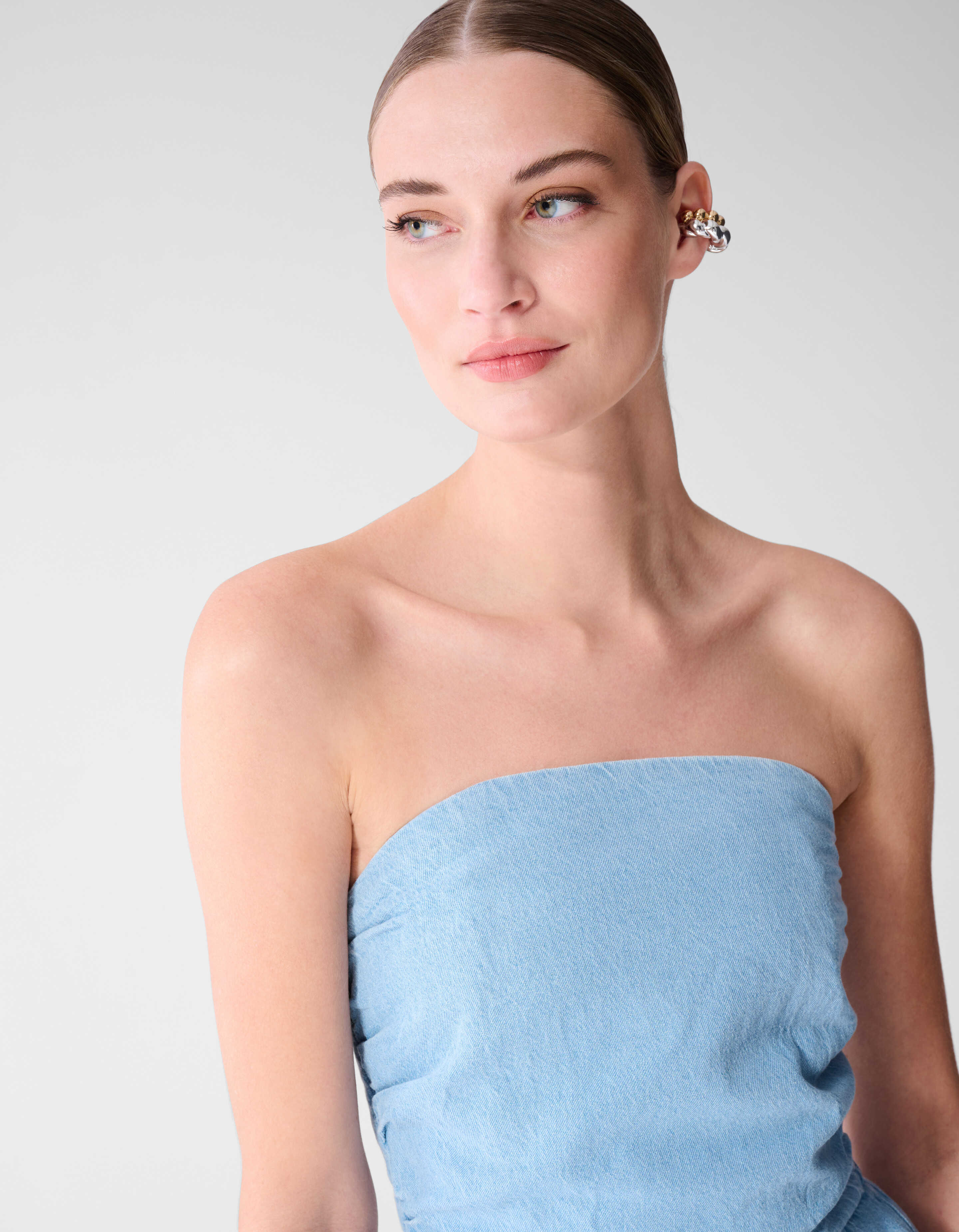 Strapless Denim Top Blauw SHOEBY WOMEN