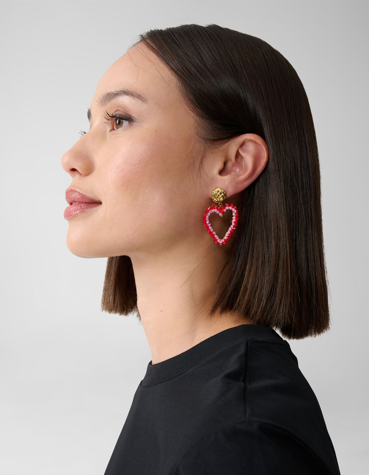 Beaded Heart Oorbellen Rood SHOEBY ACCESSOIRES