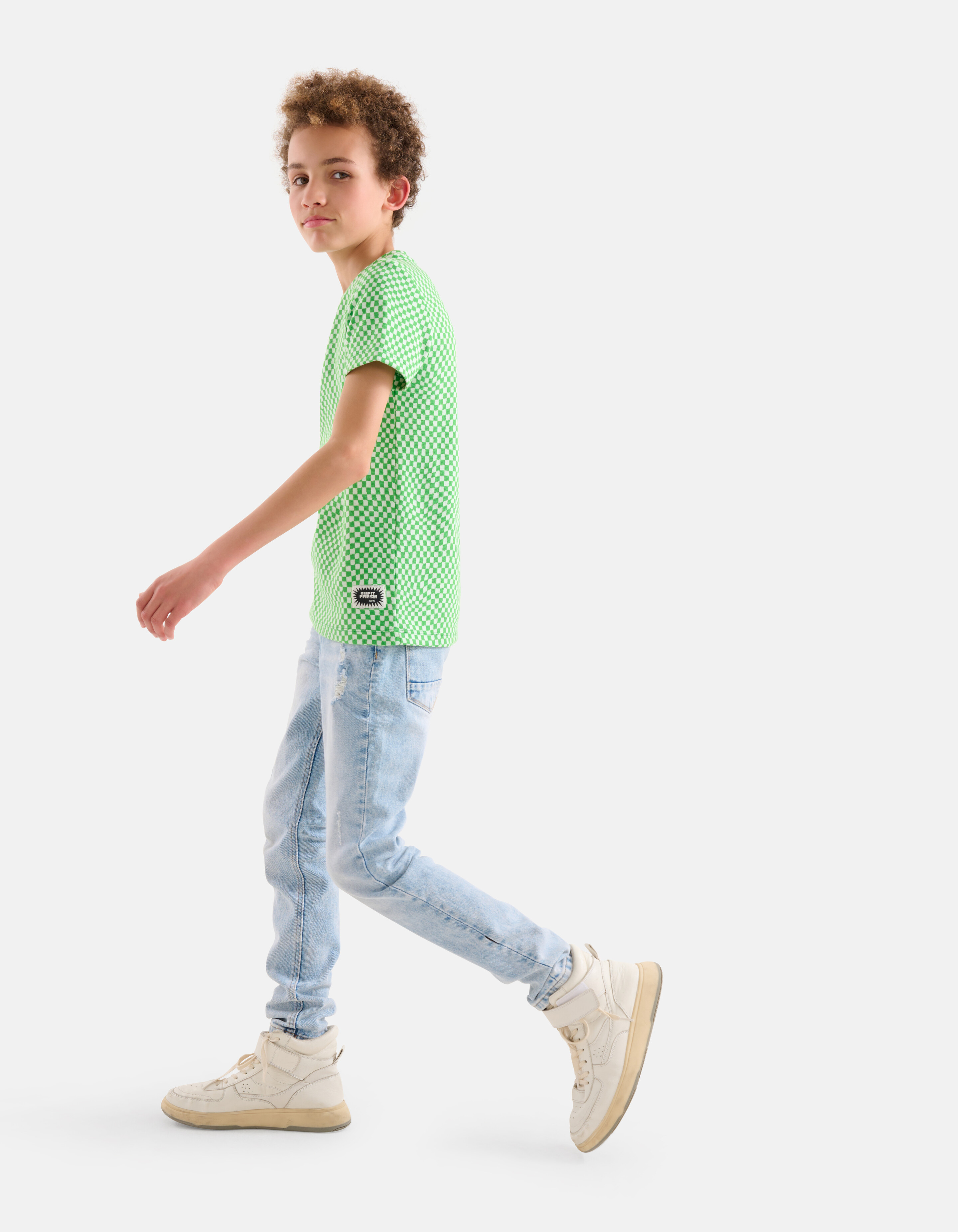 Heavy Block Structuur T-shirt Groen SHOEBY BOYS