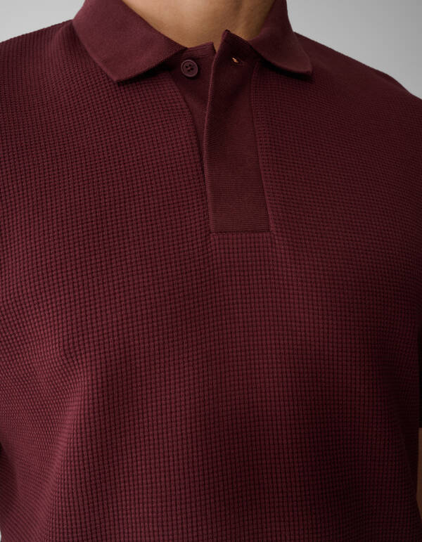 Waffle Polo Donkerrood SHOEBY MEN