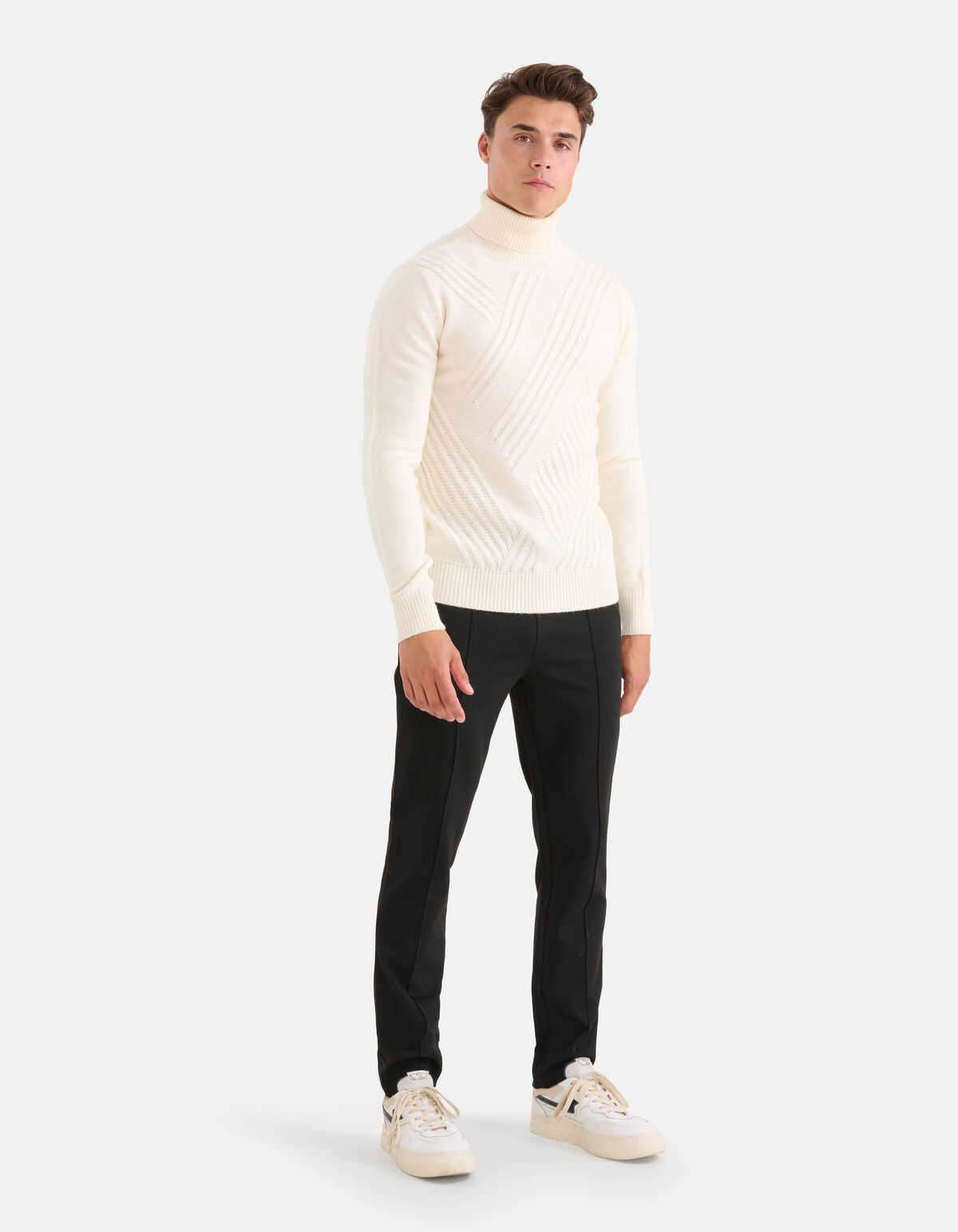 Diagonale Kabeltrui Gebroken Wit SHOEBY MEN