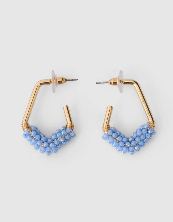 Beaded Hoop Oorbellen Lichtblauw SHOEBY ACCESSOIRES