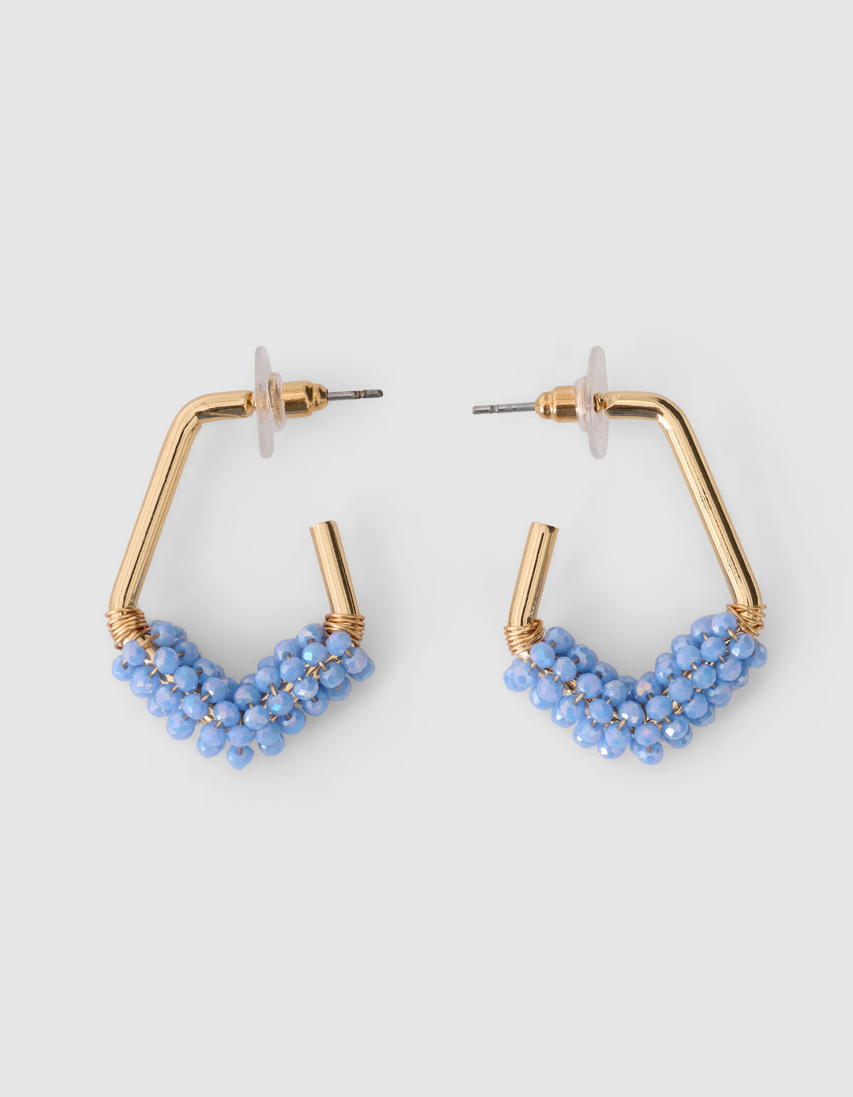 Beaded Hoop Oorbellen Lichtblauw SHOEBY ACCESSOIRES