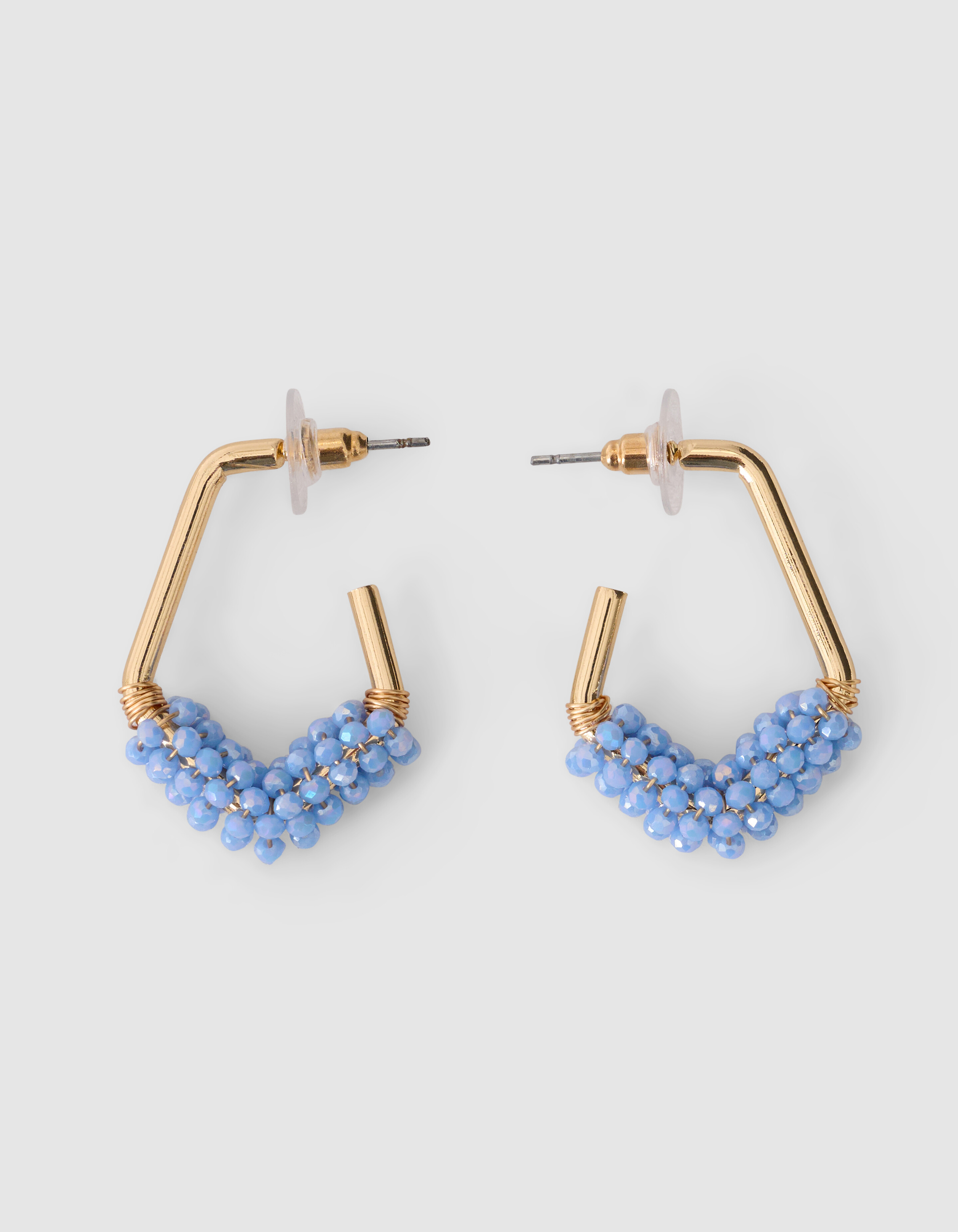 Beaded Hoop Oorbellen Lichtblauw SHOEBY ACCESSOIRES