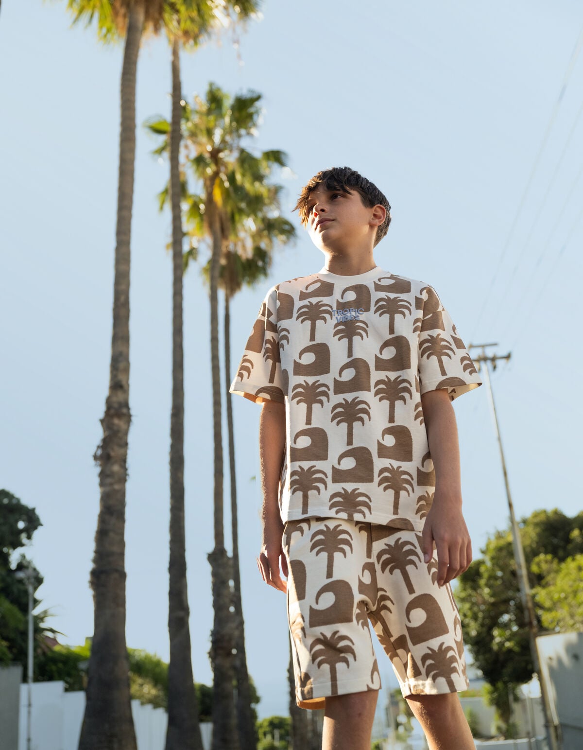 Palm Print Short Gebroken Wit SHOEBY BOYS
