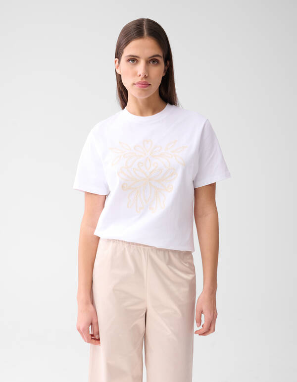 Cord Embroidery T-shirt Wit By Mieke SHOEBY WOMEN