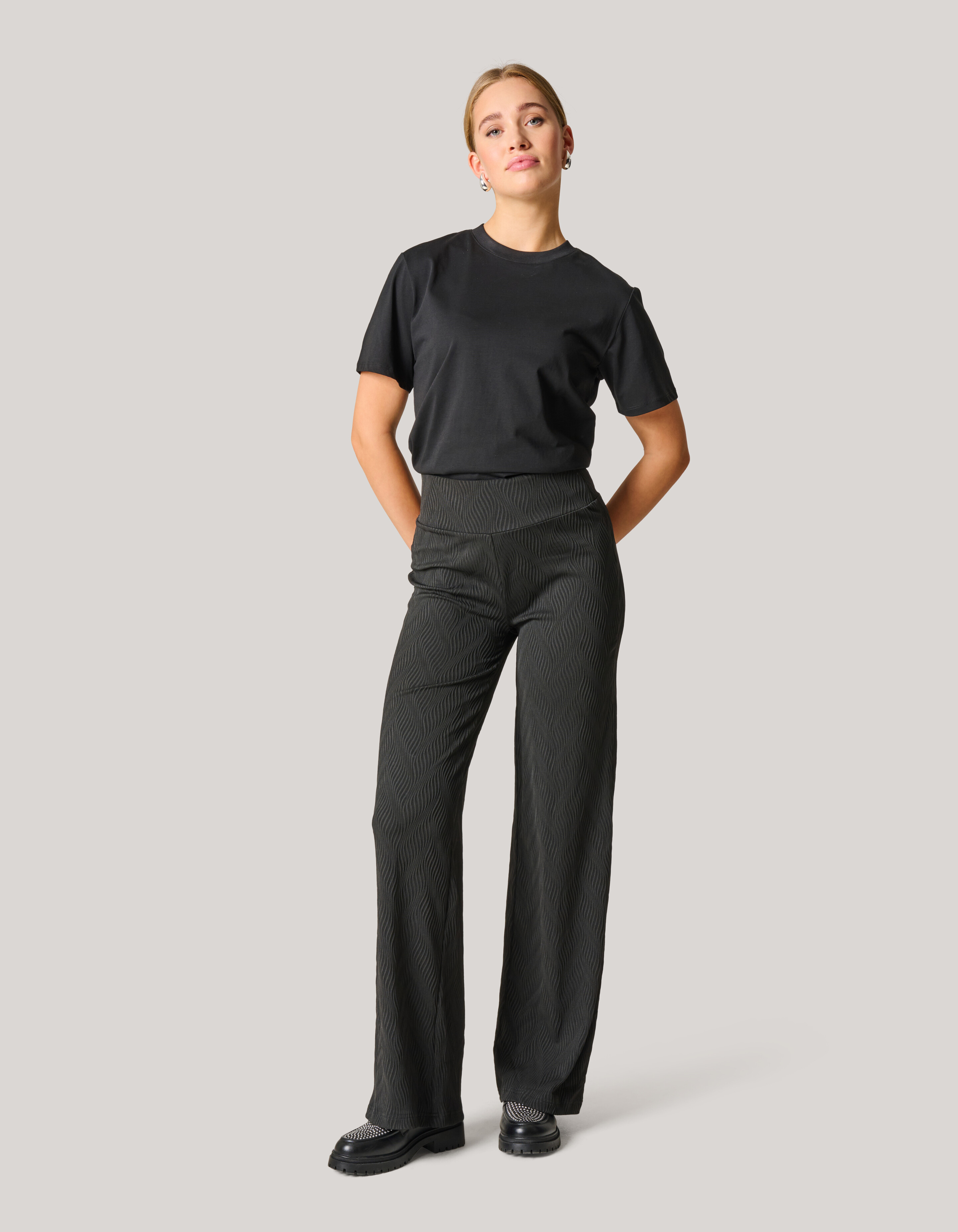 Structure Swirl Broek Zwart SHOEBY WOMEN