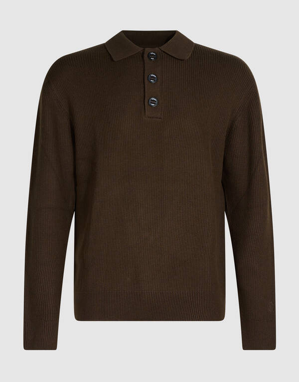 Heavy Gebreide Polo Bruin SHOEBY MEN