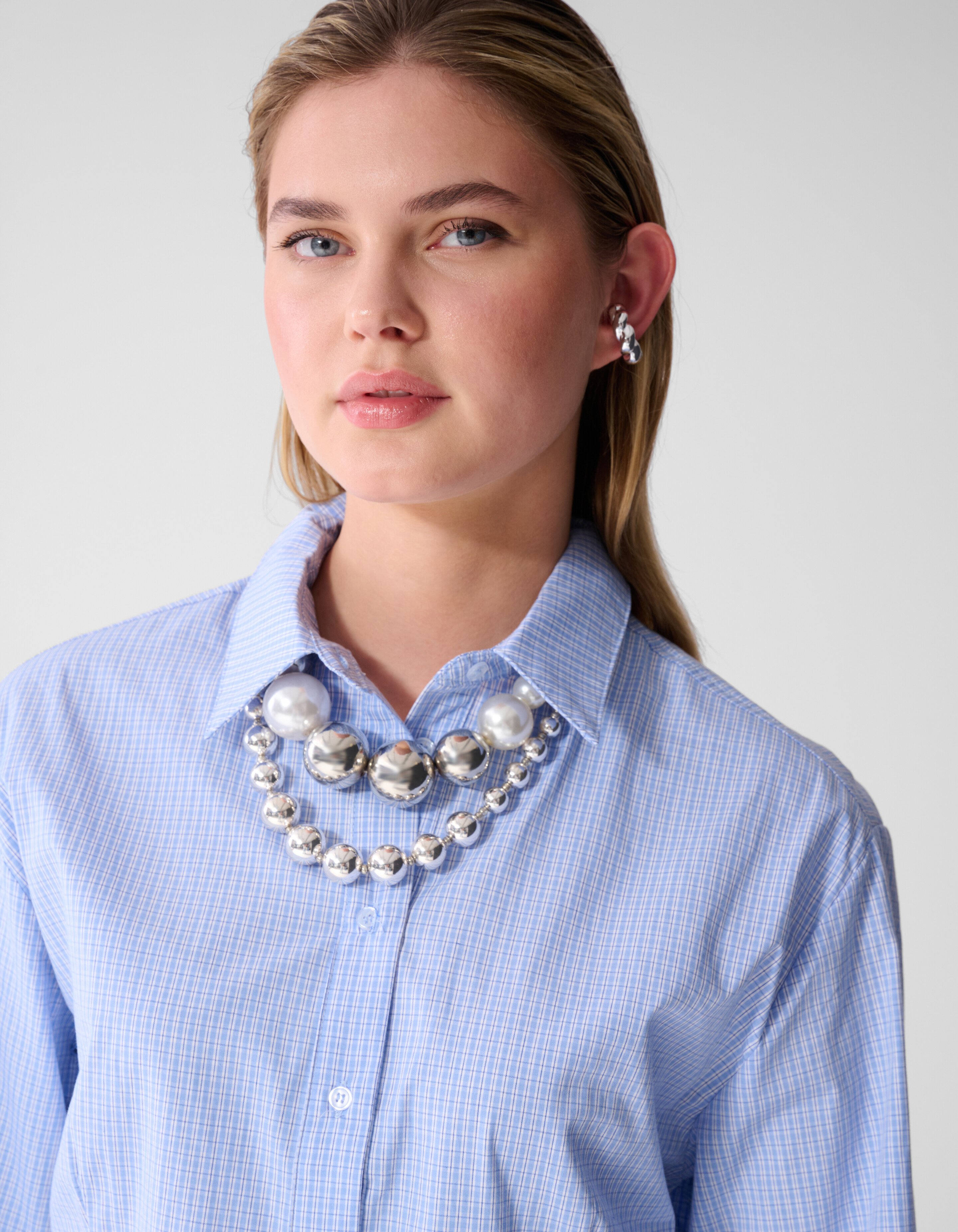 Poplin Peplum Blouse Blauw SHOEBY WOMEN