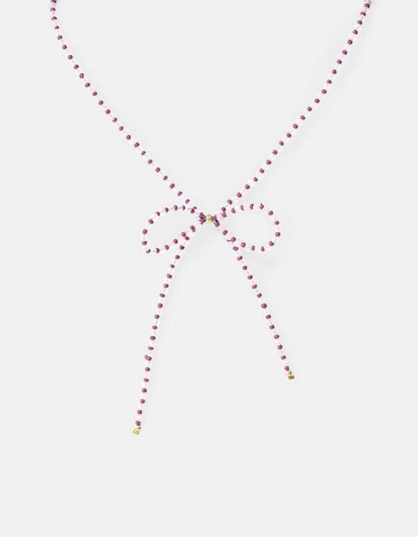 Beaded Strik Ketting Donkerrood SHOEBY ACCESSOIRES