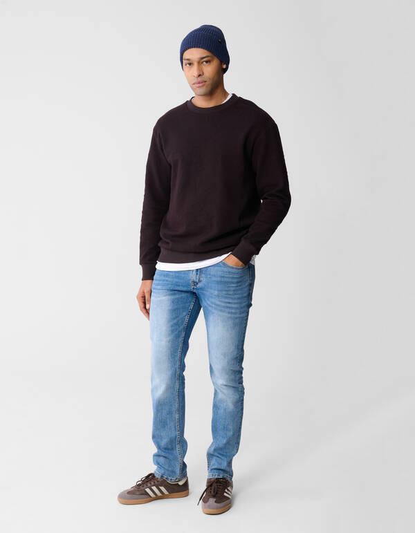 Structuur Sweater Donkerbruin SHOEBY MEN