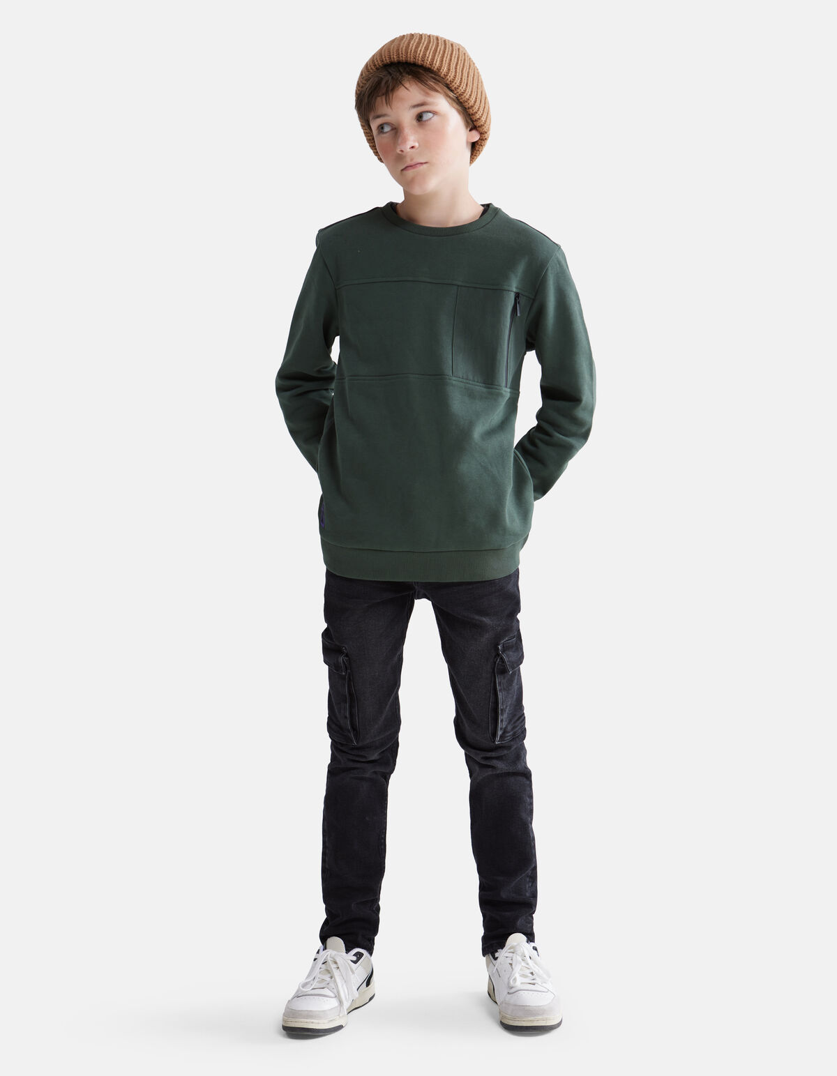 Zipper Sweater Donkergroen SHOEBY BOYS