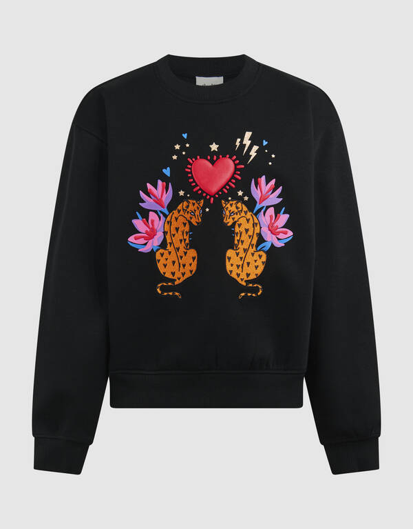 Tiger Artwork Sweater Zwart SHOEBY GIRLS