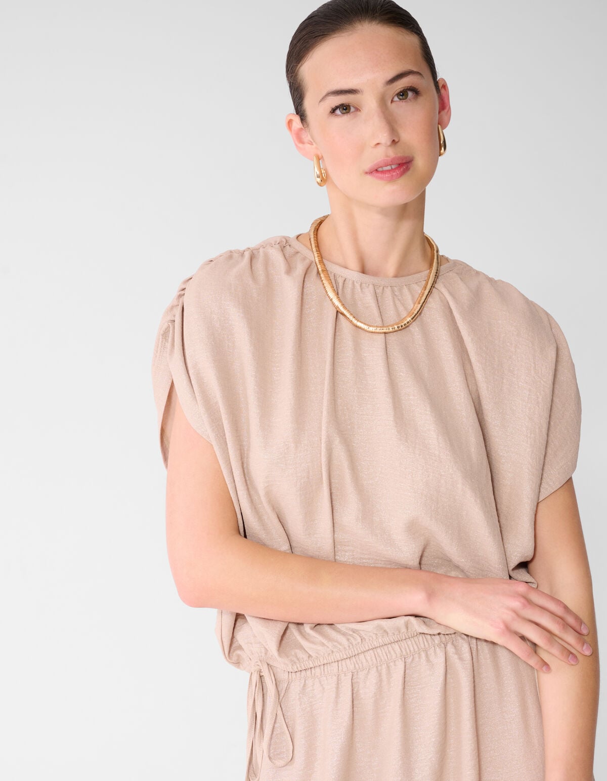 Glitter Cropped Twist Top Zand SHOEBY WOMEN