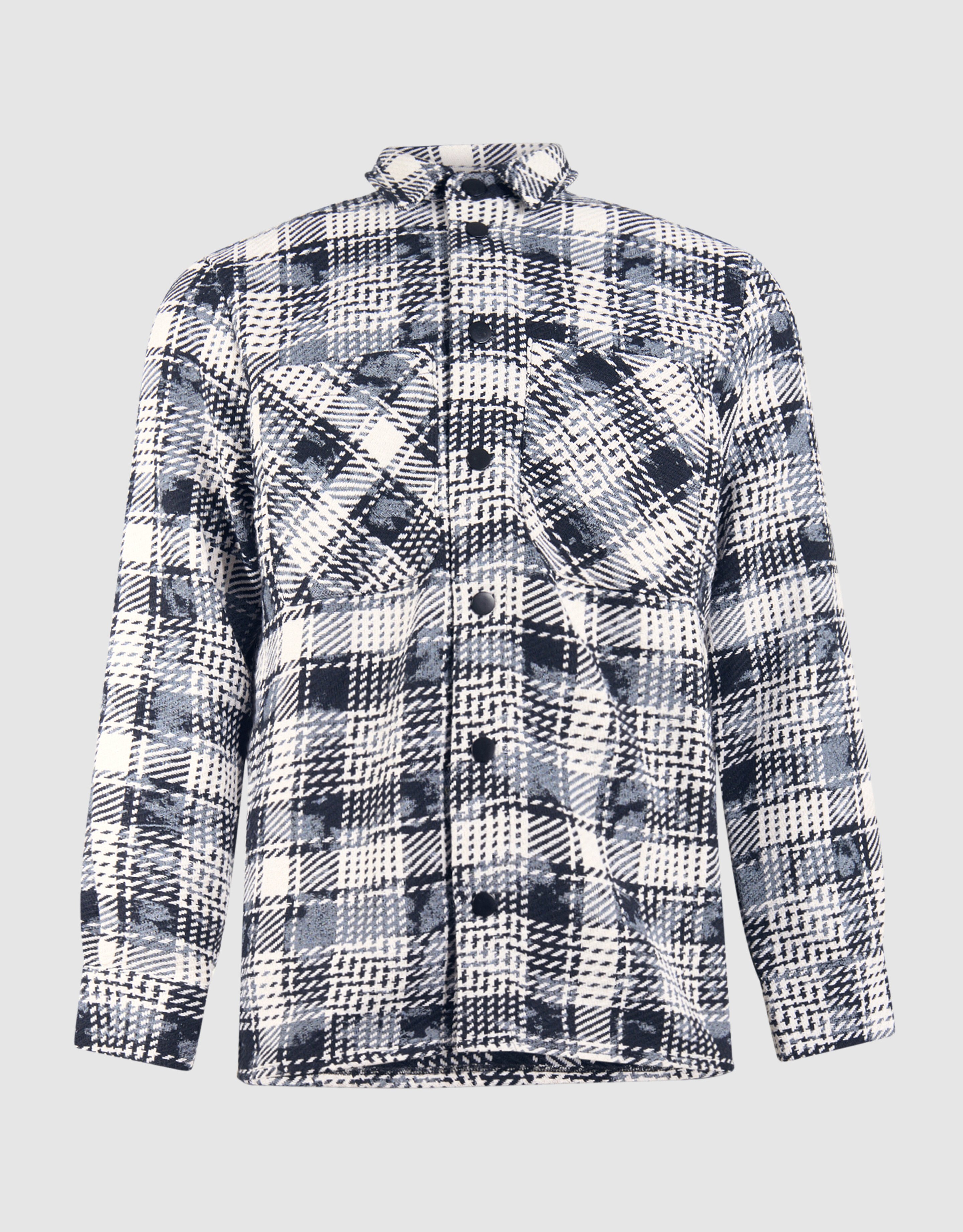 Printed Ruiten Overshirt Blauw SHOEBY MEN
