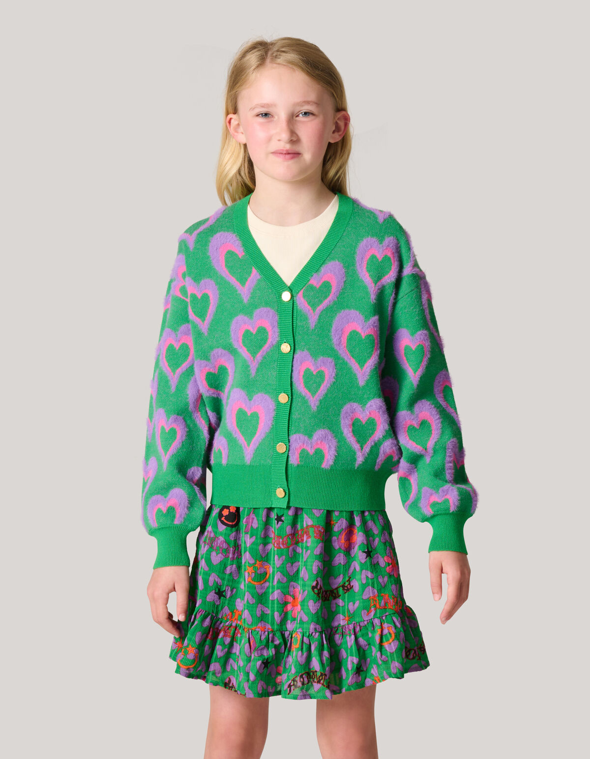 Printed Cardigan Groen SHOEBY GIRLS