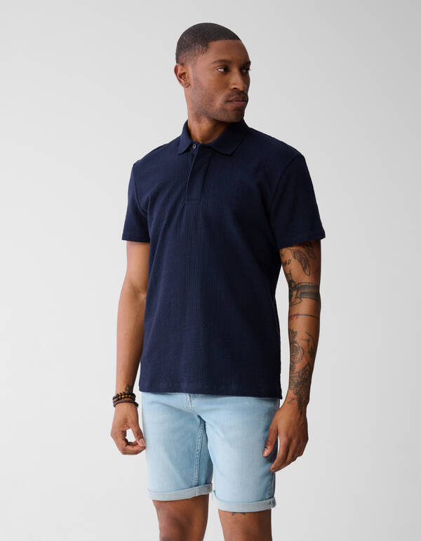 Structuur Polo Donkerblauw SHOEBY MEN