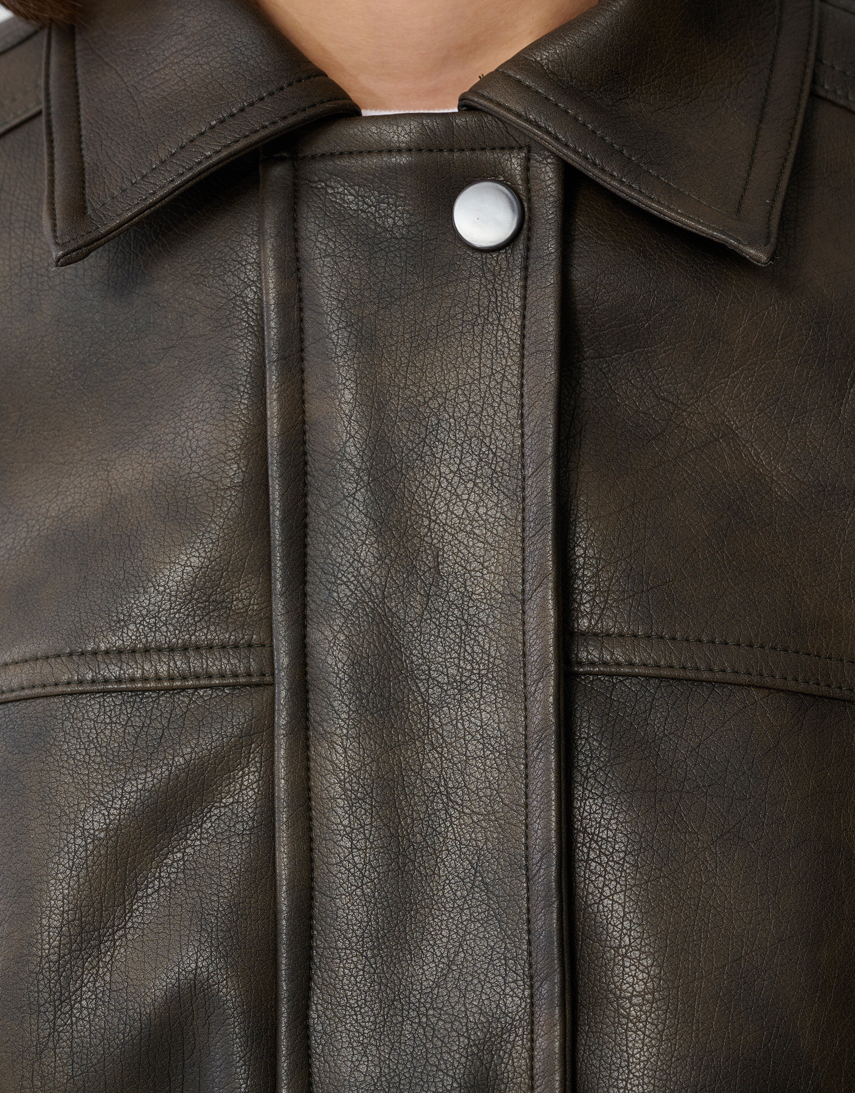 Washed Vegan Leren Bomber Jack Bruin SHOEBY WOMEN