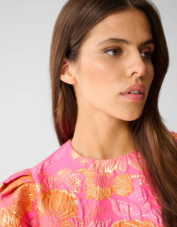 Jacquard Flower Mini Jurk Roze SHOEBY WOMEN