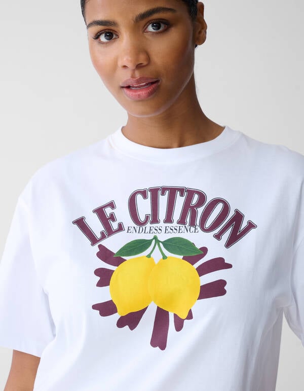 Oversized Le Citron Artwork T-shirt Wit SHOEBY WOMEN