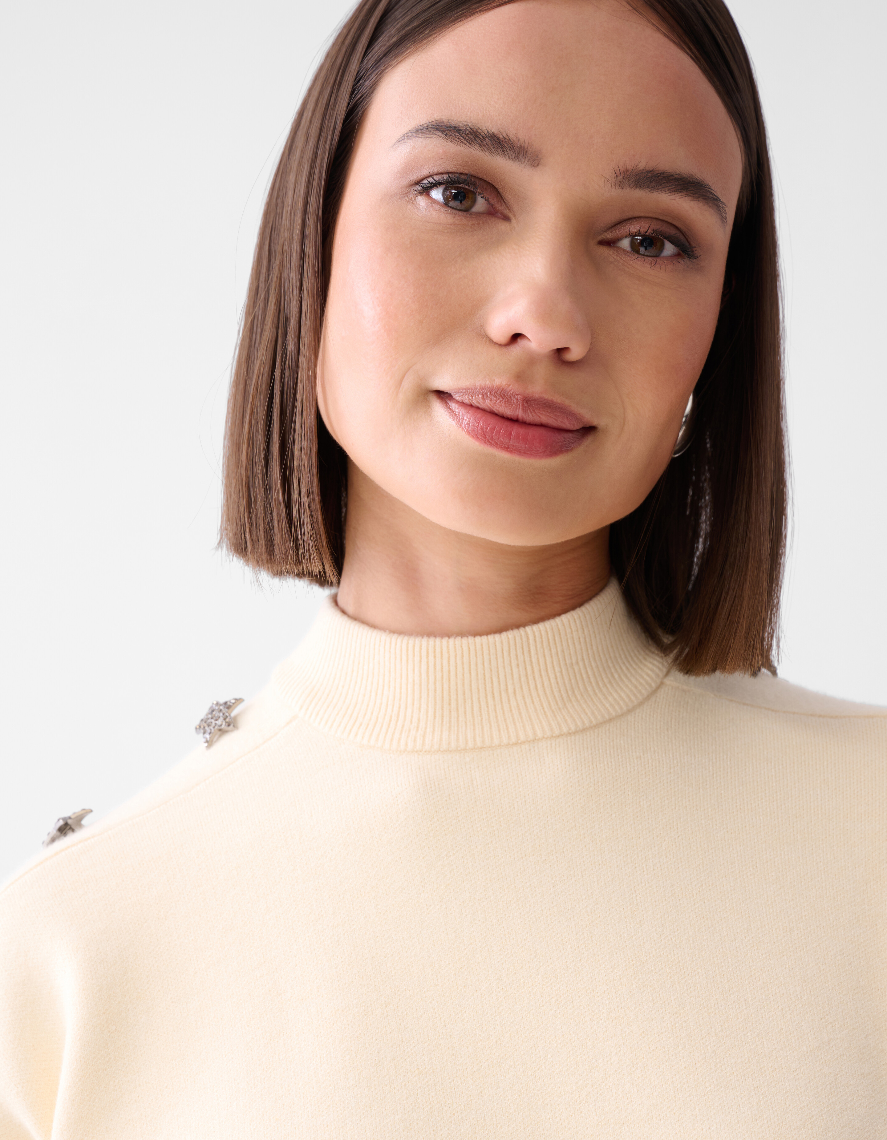 Strass Button Trui Gebroken Wit SHOEBY WOMEN