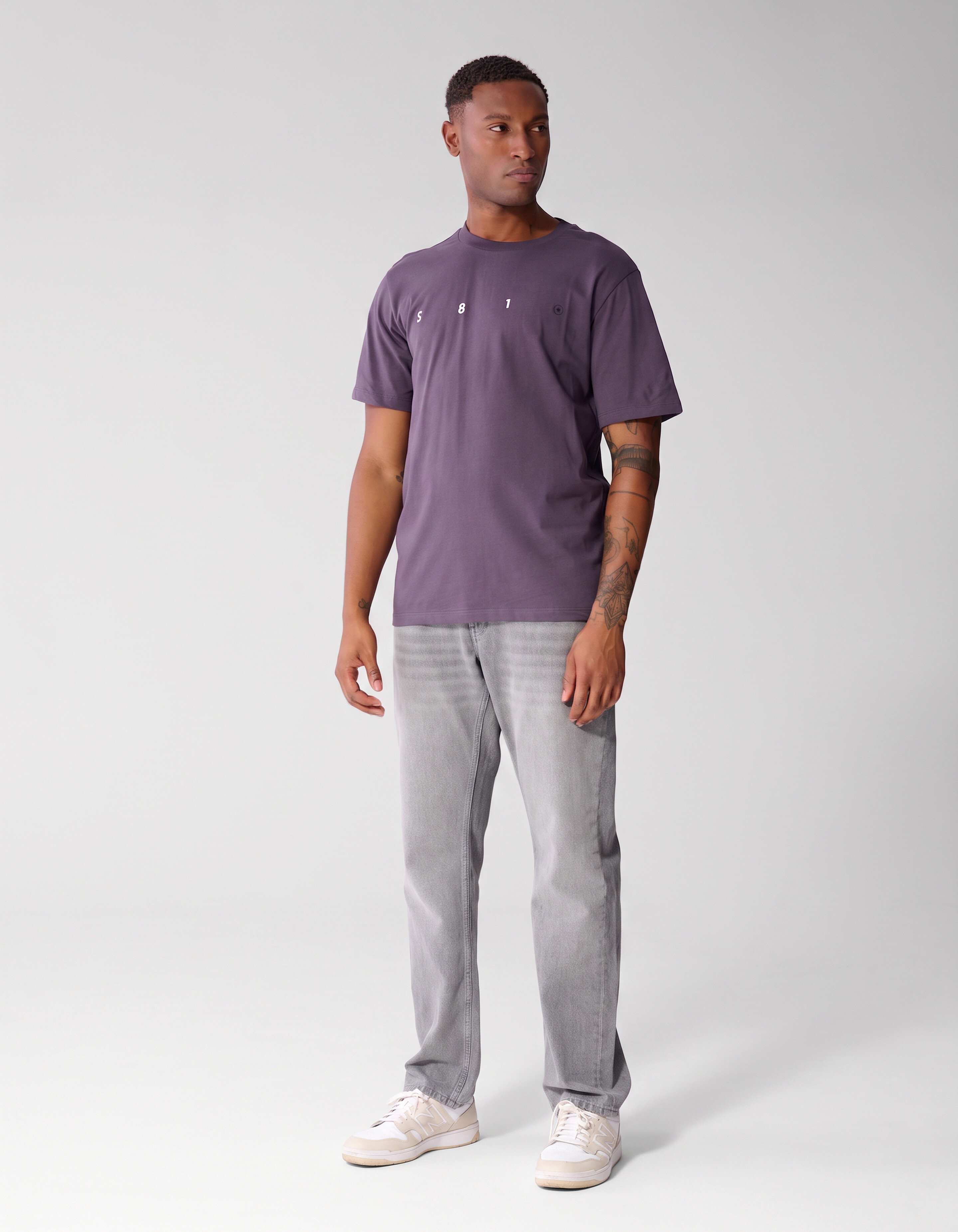 Minimal Artwork T-shirt Paars SHOEBY MEN